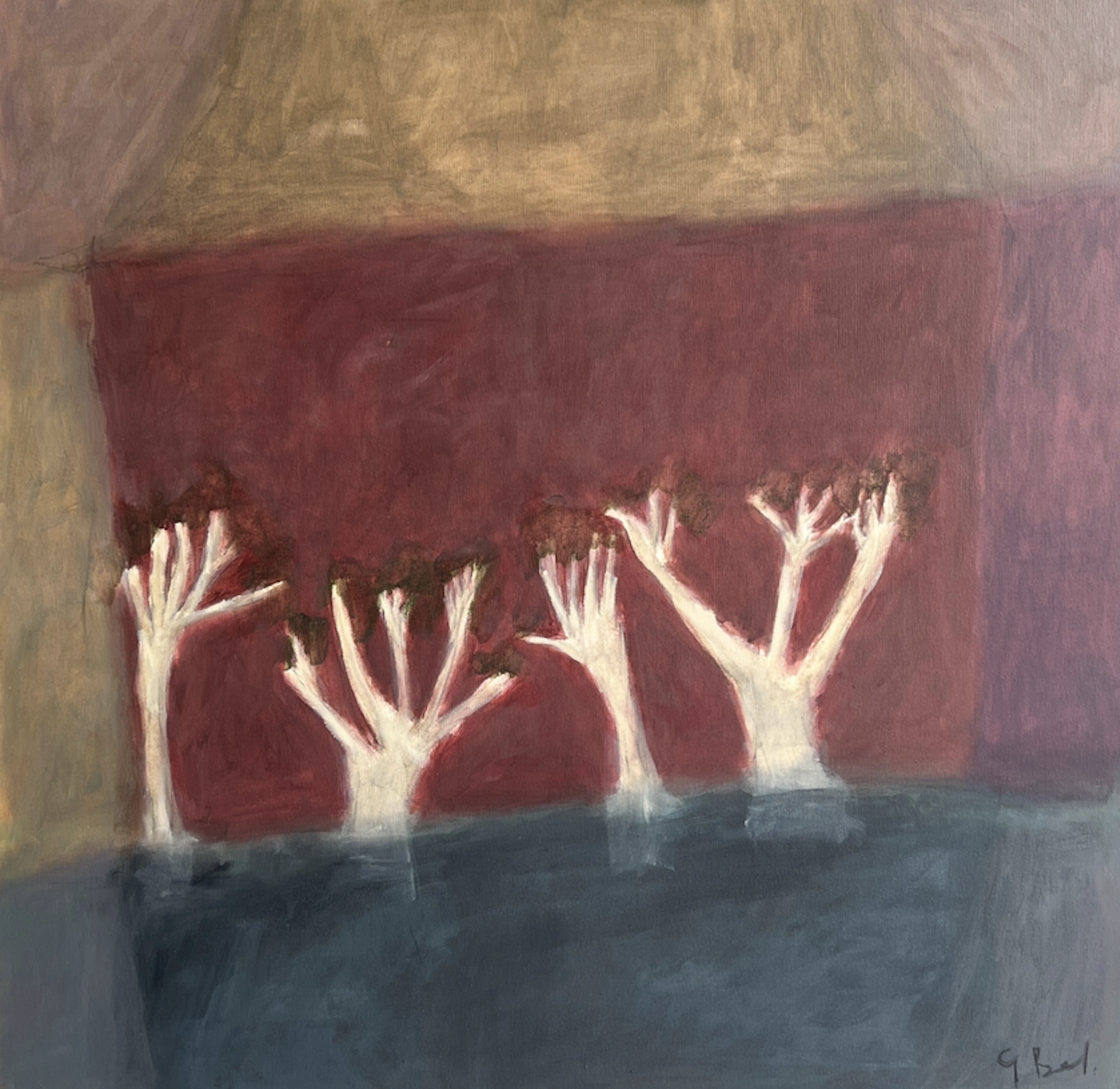 Giorgia Bel — Mothering In The Moonlight (2025) — Acrylic and Oil Pastel on Canvas — 76.2 cm x 76.2 cm