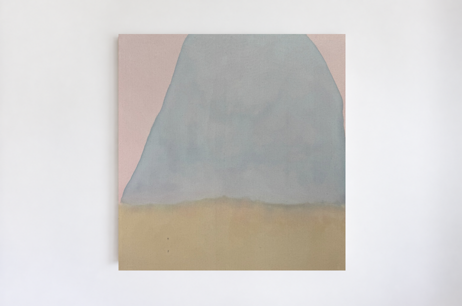 Emily Ebbs — Echo from Hill to Hill (2026) — Eucalyptus Leaf Dye, Charcoal, Acrylic on Canvas — 112 cm x 107 cm