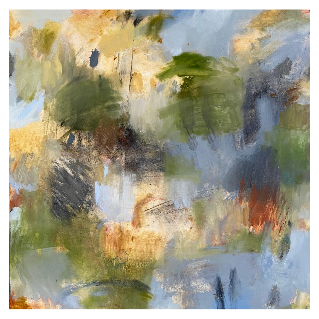 Cristina Metelli — The Sky Behind I (2026) — Oil and Charcoal on Canvas — 76 cm x 76 cm