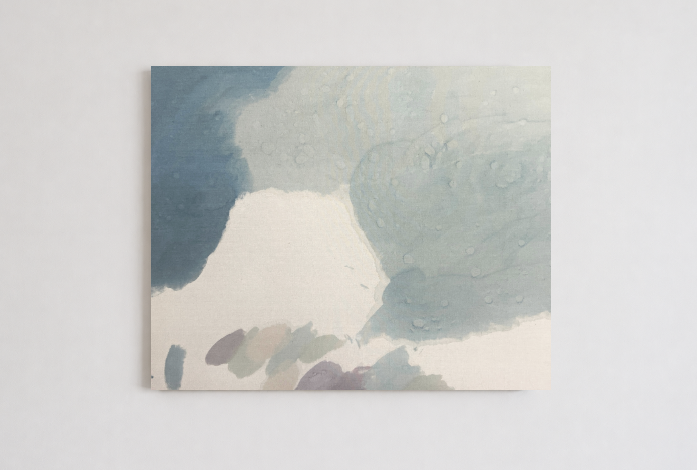 Emily Ebbs — Test Patch Sky (2025) — Paper Bark Tree Dye and Acrylic on Drop Sheet — 122 cm x 152 cm