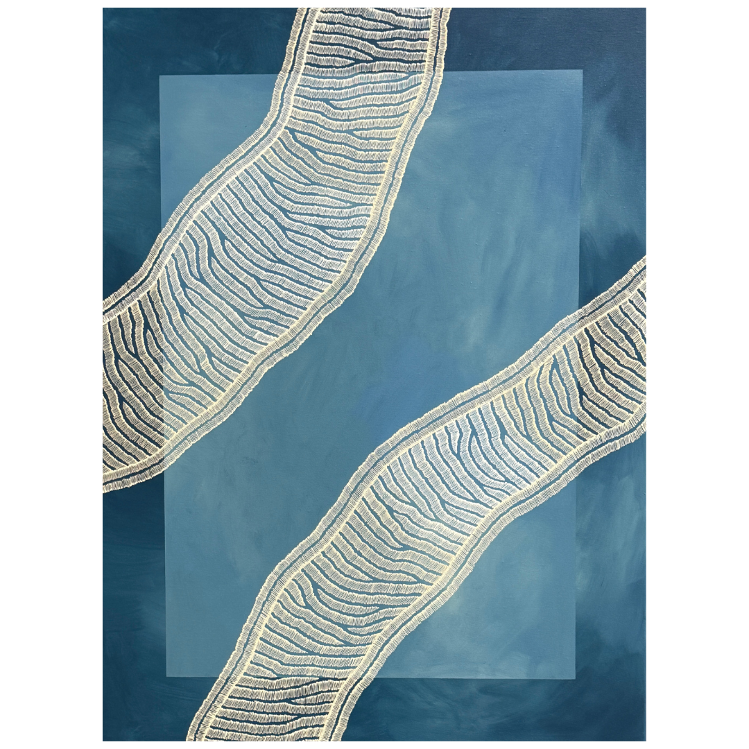 Hannah Lange — Waves Meeting (2026) — Acrylic on Cotton Canvas — 101.5 cm x 76 cm