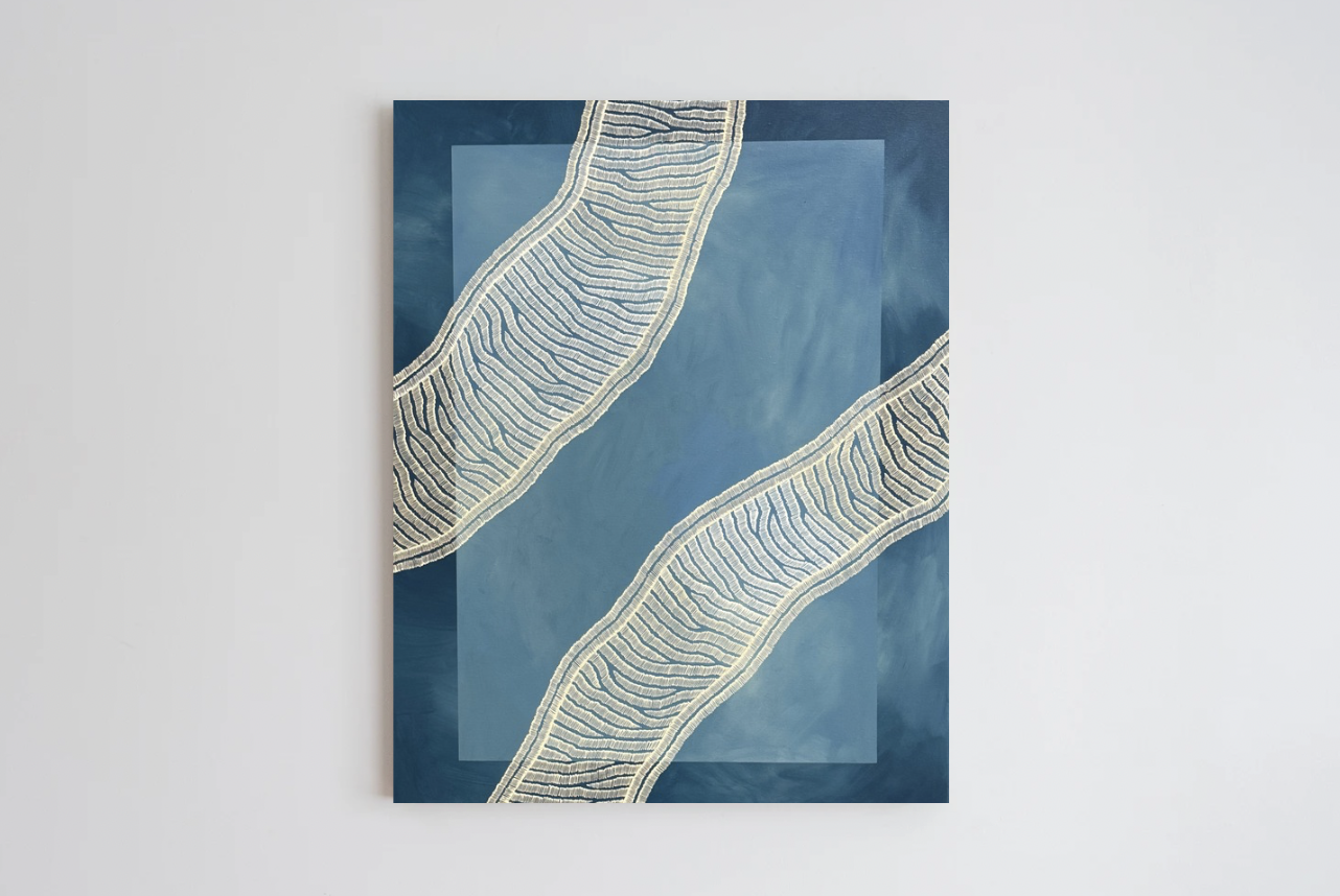 Hannah Lange — Waves Meeting (2026) — Acrylic on Cotton Canvas — 101.5 cm x 76 cm