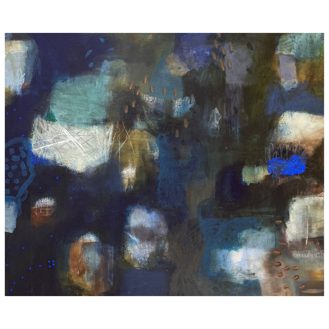Tiel Seivl-Keevers — Blue Creek (2025) — Mixed Media on Canvas — 91 cm x 122 cm