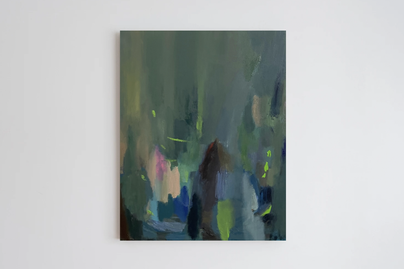 Andrea Bolima — Punting Peacocks (2024) — Oil on Canvas — 50 cm x 60 cm