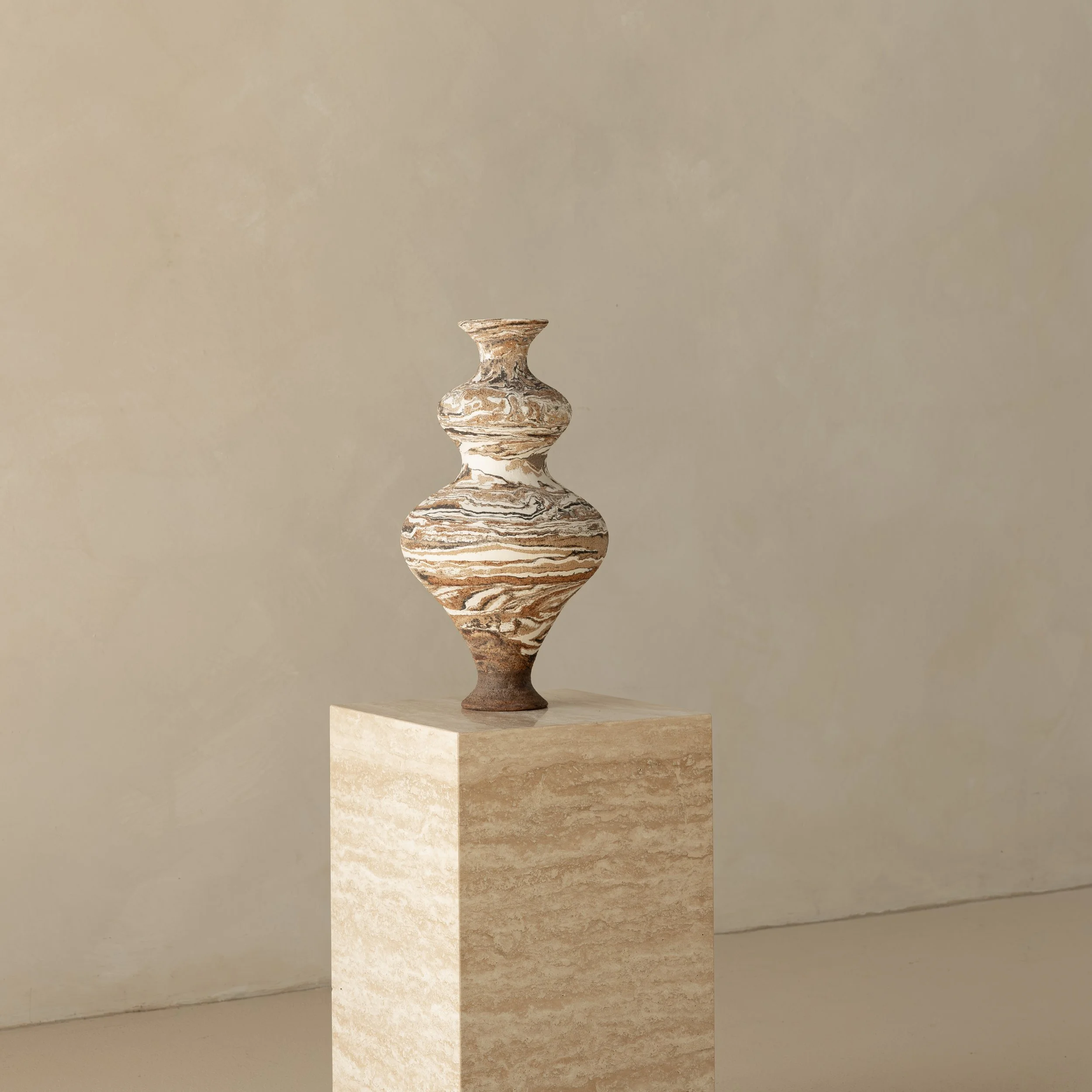 Nioka Clay — Tiered Curve Vase (2026) — Clay — 42 cm x 21 cm