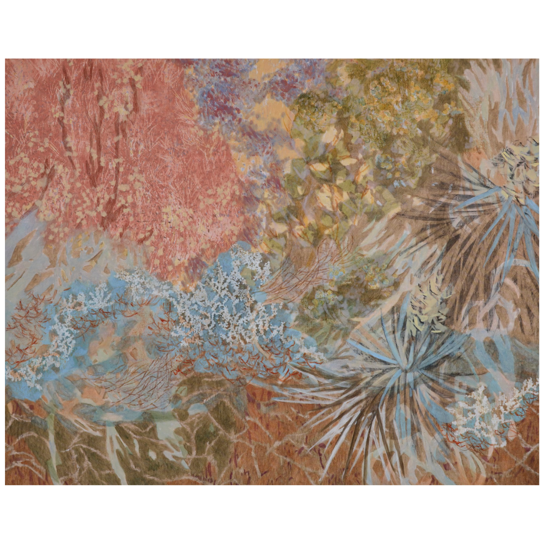Amy Wright — Corals On Arid Plains (2026) — Charcoal, Conté, Pastel and Acrylic on Canvas — 160 cm x 200 cm