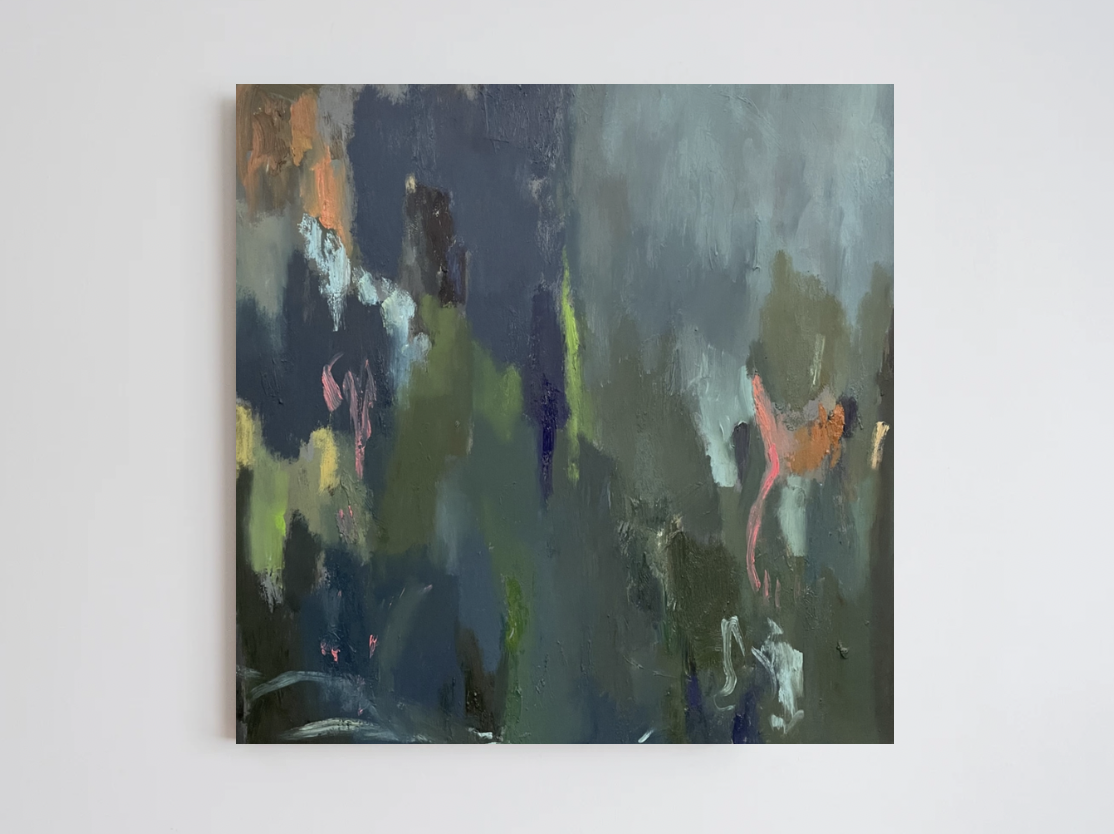 Andrea Bolima — Blue Grit (2024) — Oil on Canvas — 61 cm x 61 cm
