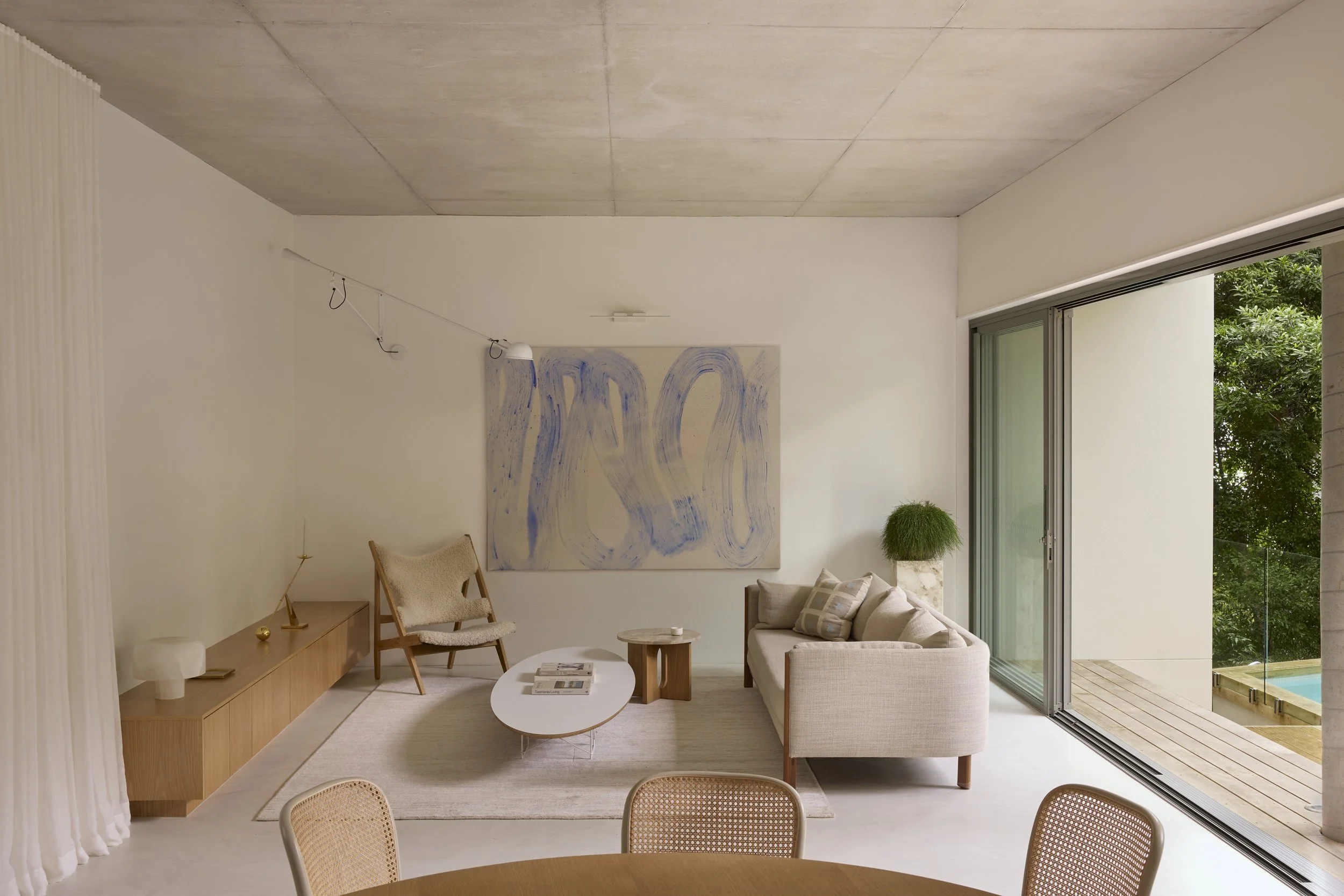 'Light Around My Body, Touching' by Skye Jamieson within 'Couldrey House', Bardon, Queensland. Architecture by Alexandra Buchanan Architecture. Construction by Candour Builders. Styling by Tory Waller Design. Photography by Cieran Murphy.