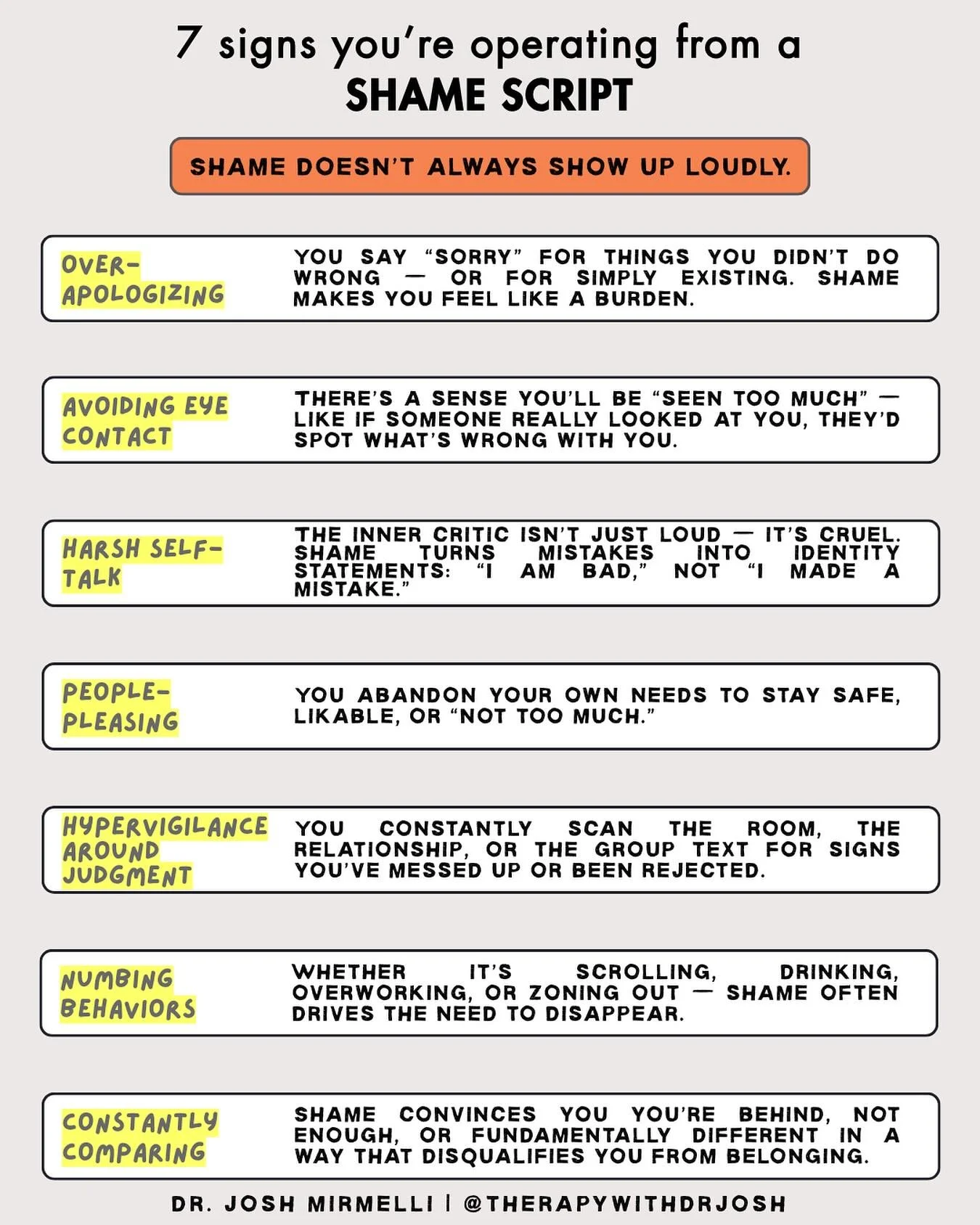 If any of these feel familiar &mdash; you&rsquo;re not broken. You&rsquo;re probably brilliantly adapted to a world that didn&rsquo;t teach you safety. Shame doesn&rsquo;t need to be fixed. It needs to be witnessed.

🧠 Save this post for when you fe