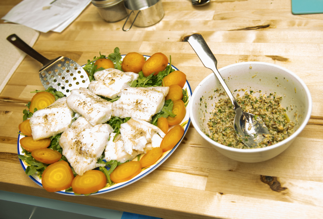 Baked Cod with Roasted Beets &amp; Walnut Gremolata - A Recipe for Better Sleep