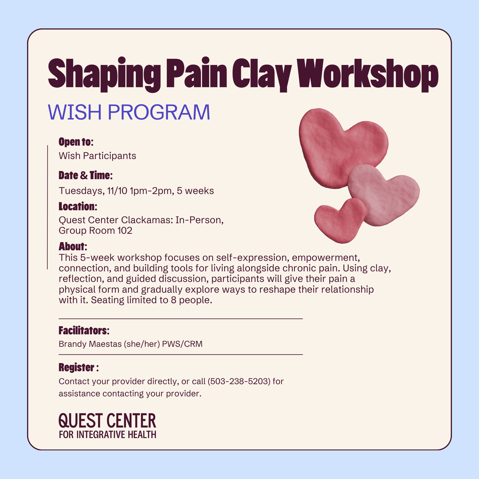 Shaping Pain Clay Workshop