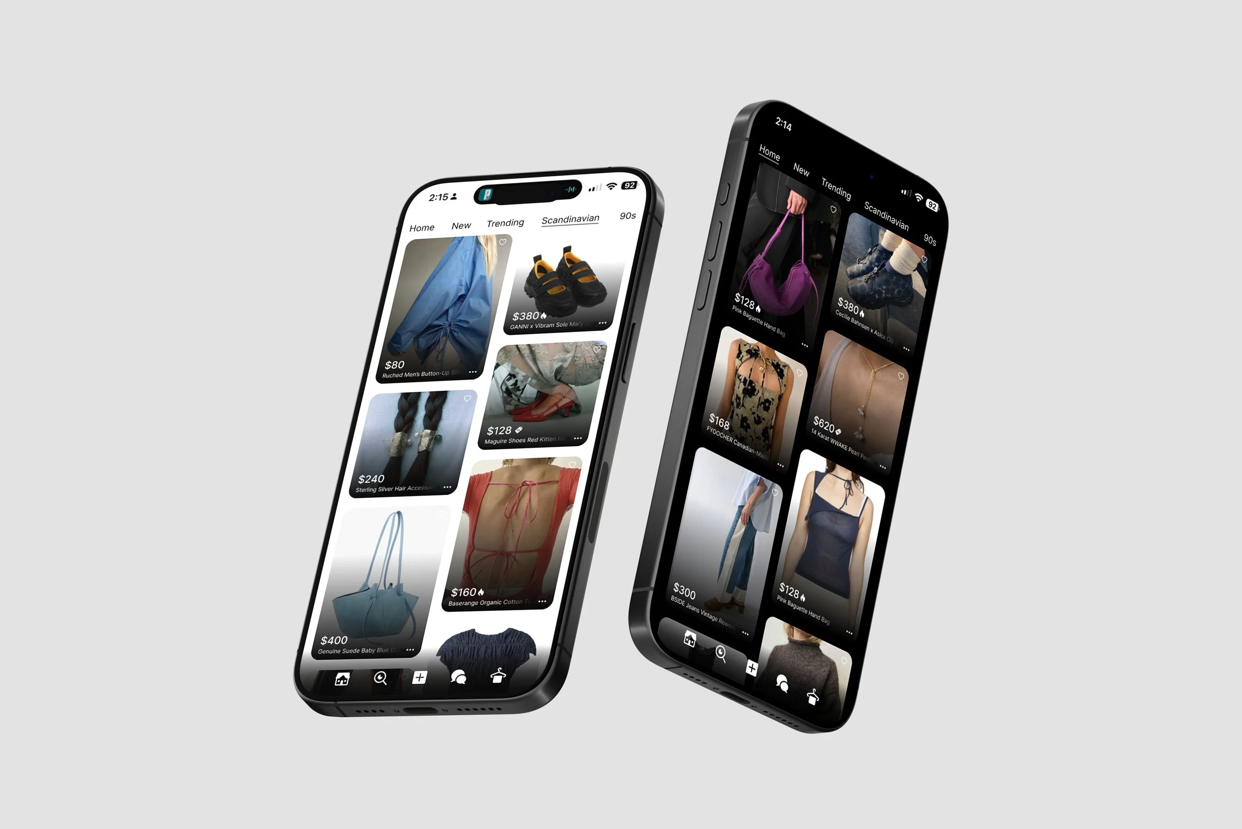 Poshmark mockup highlighting newly designed light and dark dashboards.