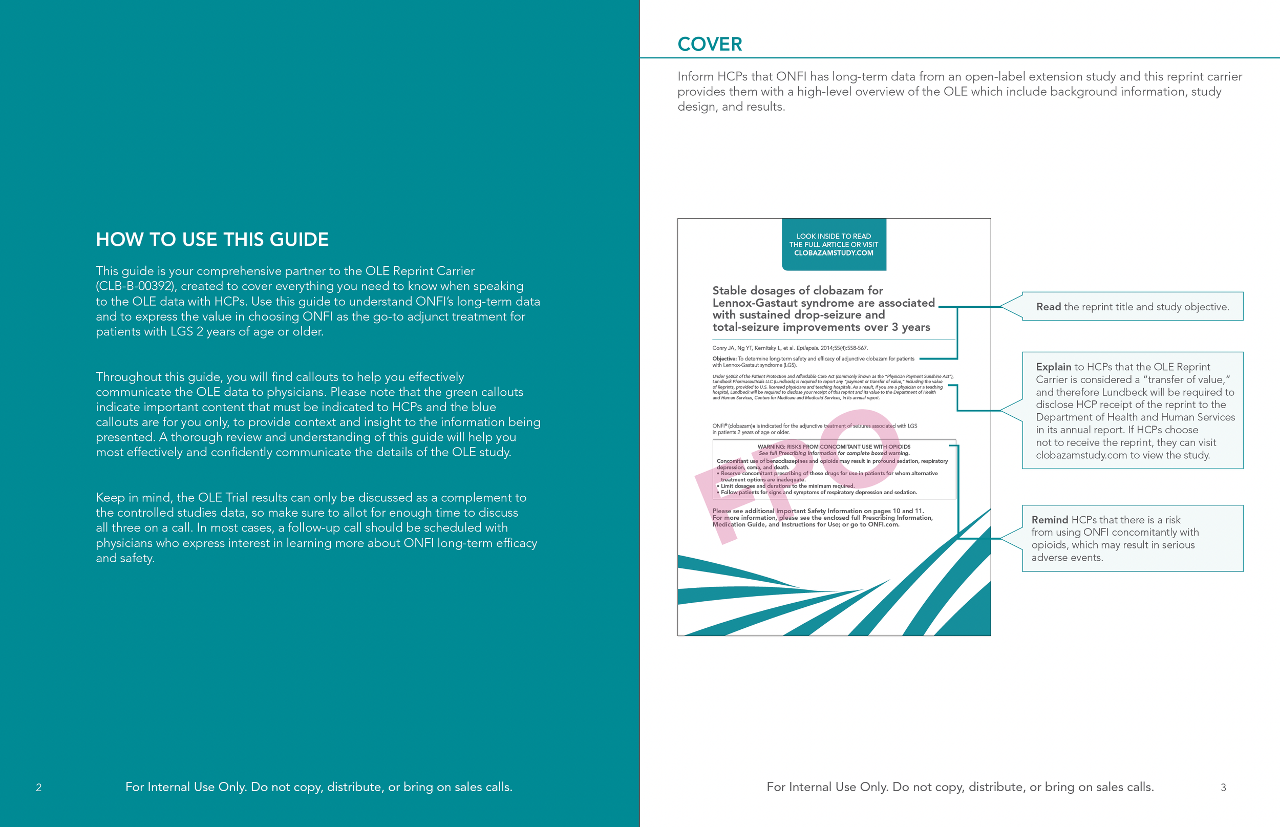 The piece covered every page of the reprint carrier and called out the most relevant information for reps.