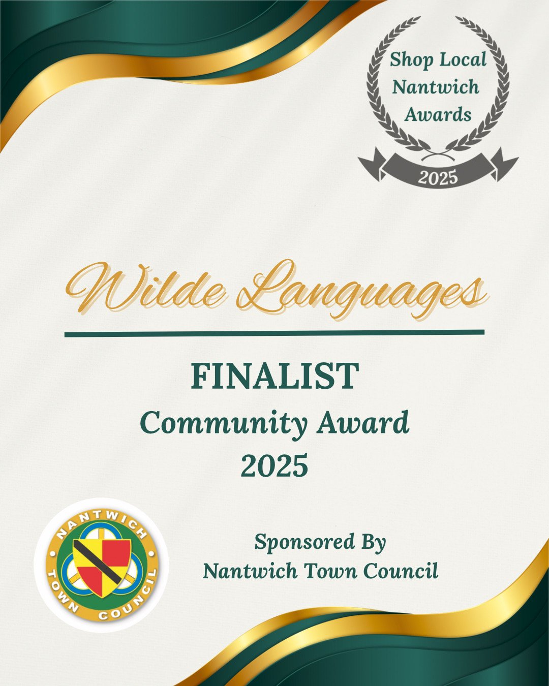 Shop Local Nantwich Awards 2025 | Finalist | Community Award