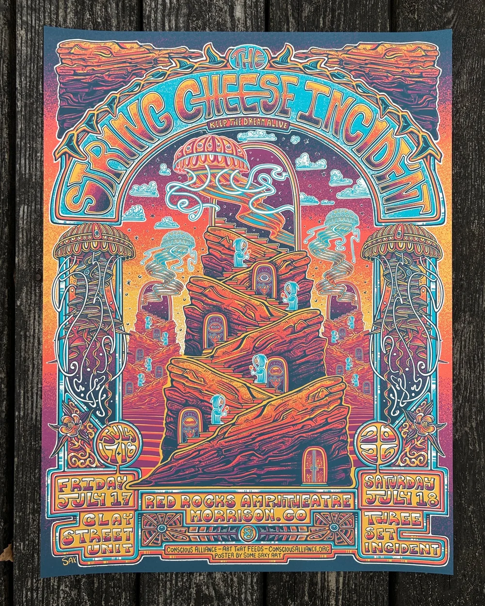 String Cheese Red Rocks Conscious Alliance 2026 — Some Saxy Art