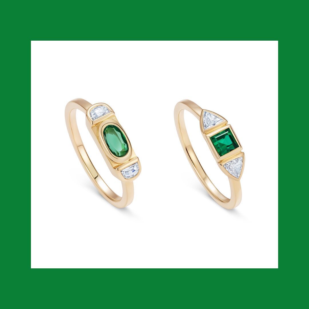 A bespoke pair of rings made from heirloom emeralds 💚