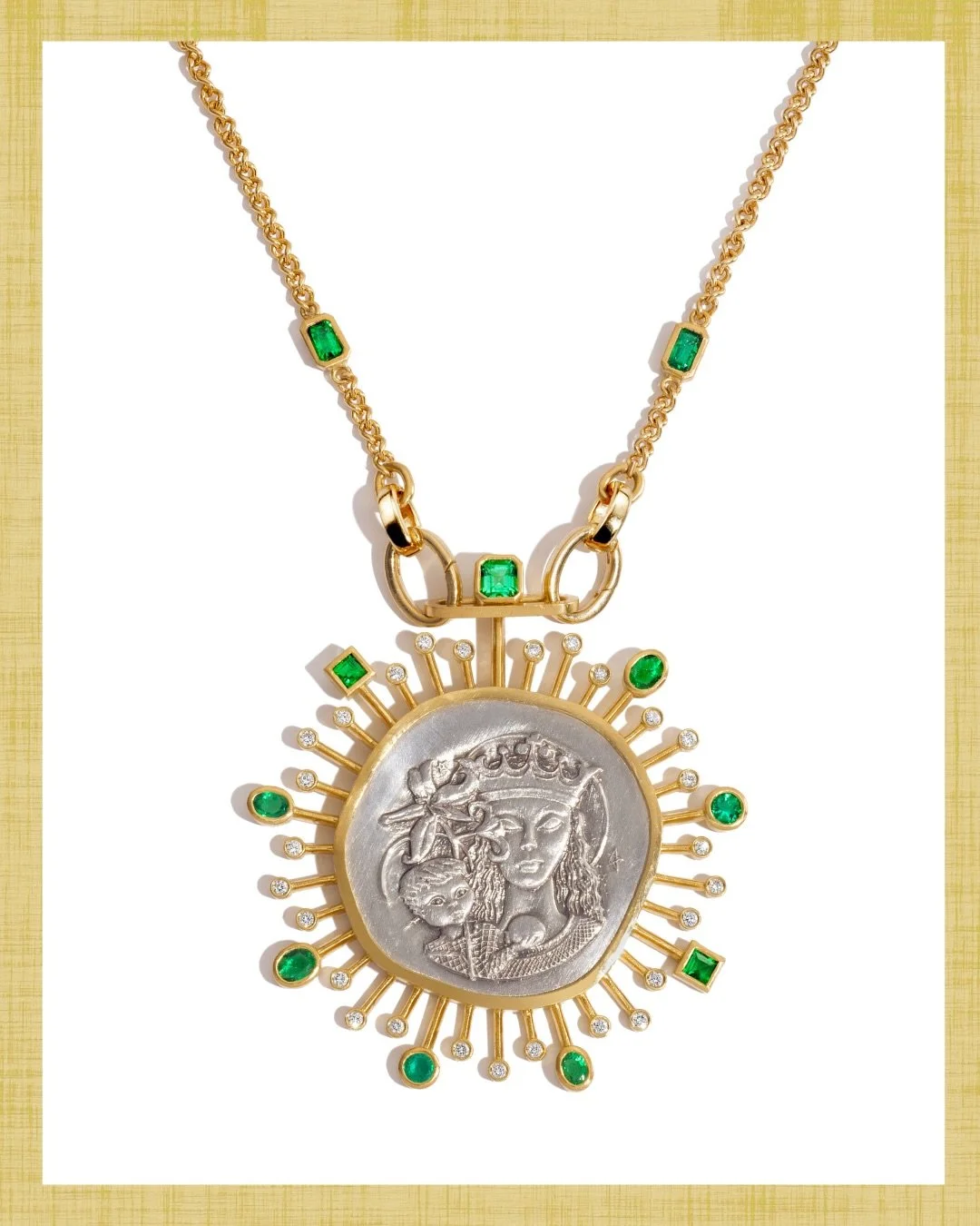 ✨✨A meaningful remodel project.✨✨

This silver Christening pendant was giving to my client by her grandmother as a child but was sitting in a drawer tarnishing, though very special to her. We added emeralds, diamonds and an 18kt gold setting to bring