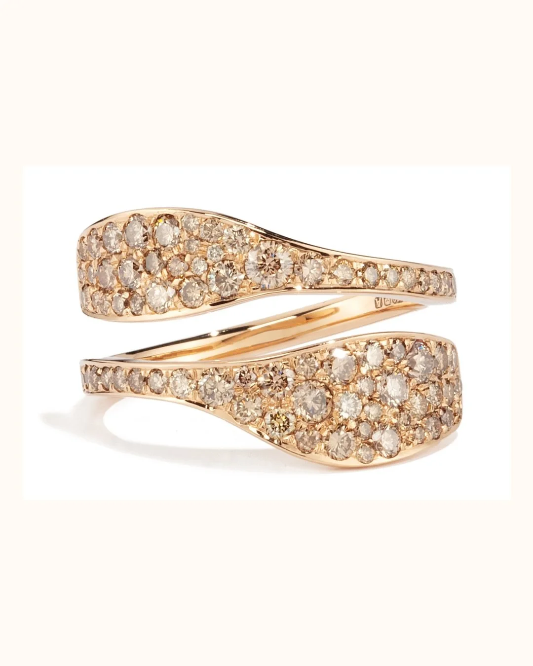 Bespoke wrap natural brown diamond and 18kt rose gold ring, made to sit alongside two rings I&rsquo;ve made her over the years but her husband has apparently stolen it and now I need to make him one, too. Love that. 🤣🤎