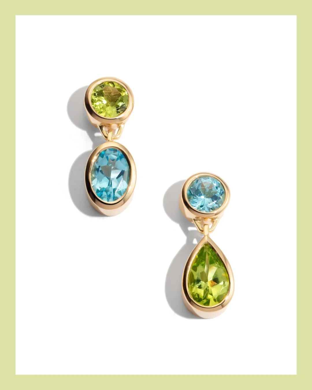I love a remodel project as it feels a bit like solving a puzzle. These stones were calling out to stay together; the peridots and aquamarines were given a polish and reset into drop earrings. More to come (swipe for the before!). 💚🩵