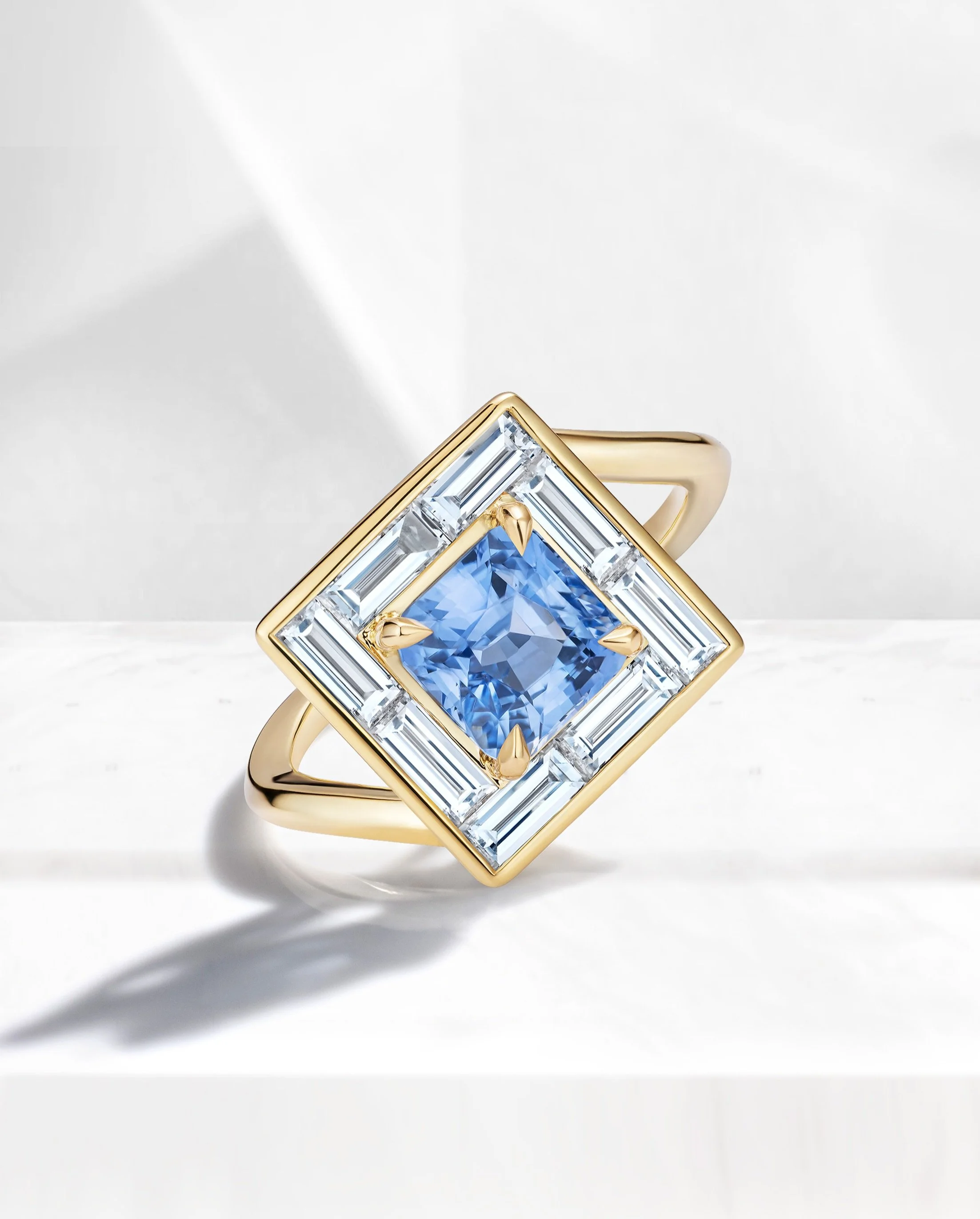Bespoke engagement ring featuring a gorgeous icy blue 2.07ct natural unheated cushion cut sapphire. Photo by @martner (thank you!) 🤍