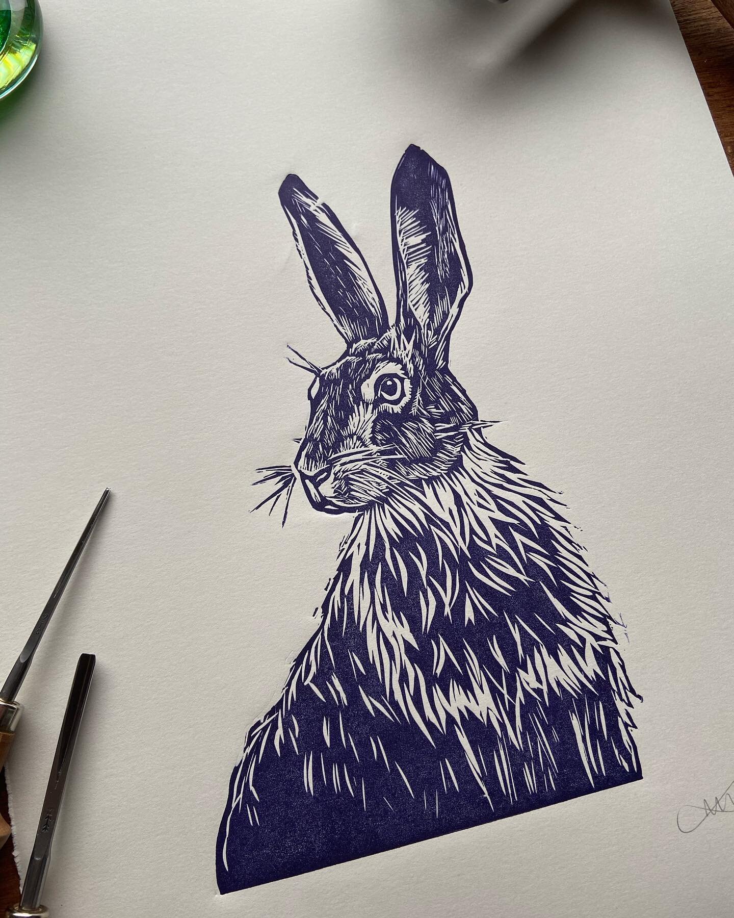 One Moonlit Hare (blue and gold on Pearl grey paper) and one Blue Hare (on Pearl grey paper but without the moon!) available now in my shop!! 🚨 blue hare now sold! I&rsquo;d best print some more! 🚨 

I&rsquo;ve been wanting to print the hare withou
