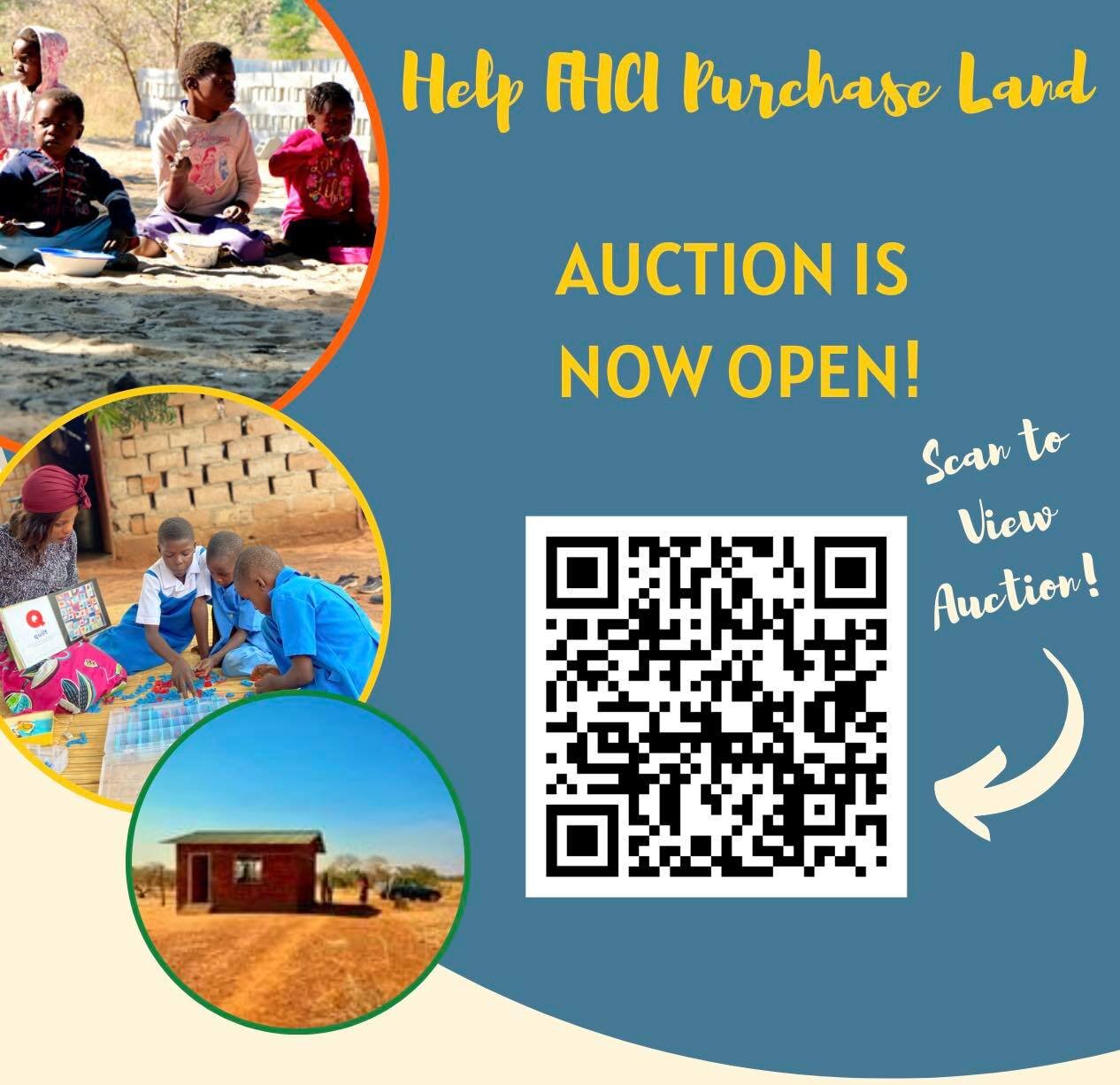 Our Global Online Auction is NOW OPEN! 

Scan the QR code to view the auction or follow the link below! 

http://fhci.betterworld.org/auctions/help-fhci-purchase-land

#NGO #nonprofit #community #fhci #freehavencommunityinitiative #africa #zambia #li