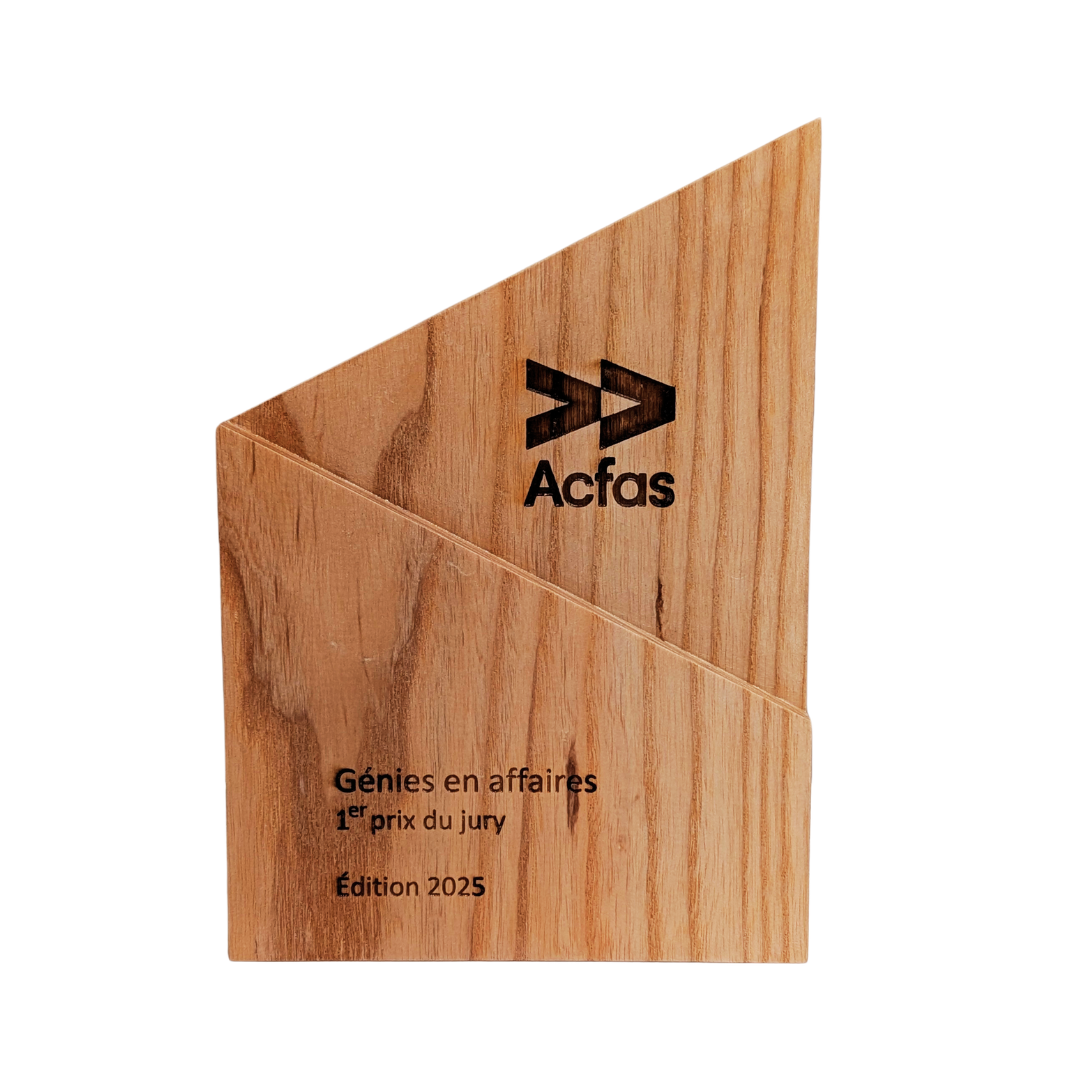 Les Sommets - Trophée écoresponsable en bois récupéré
