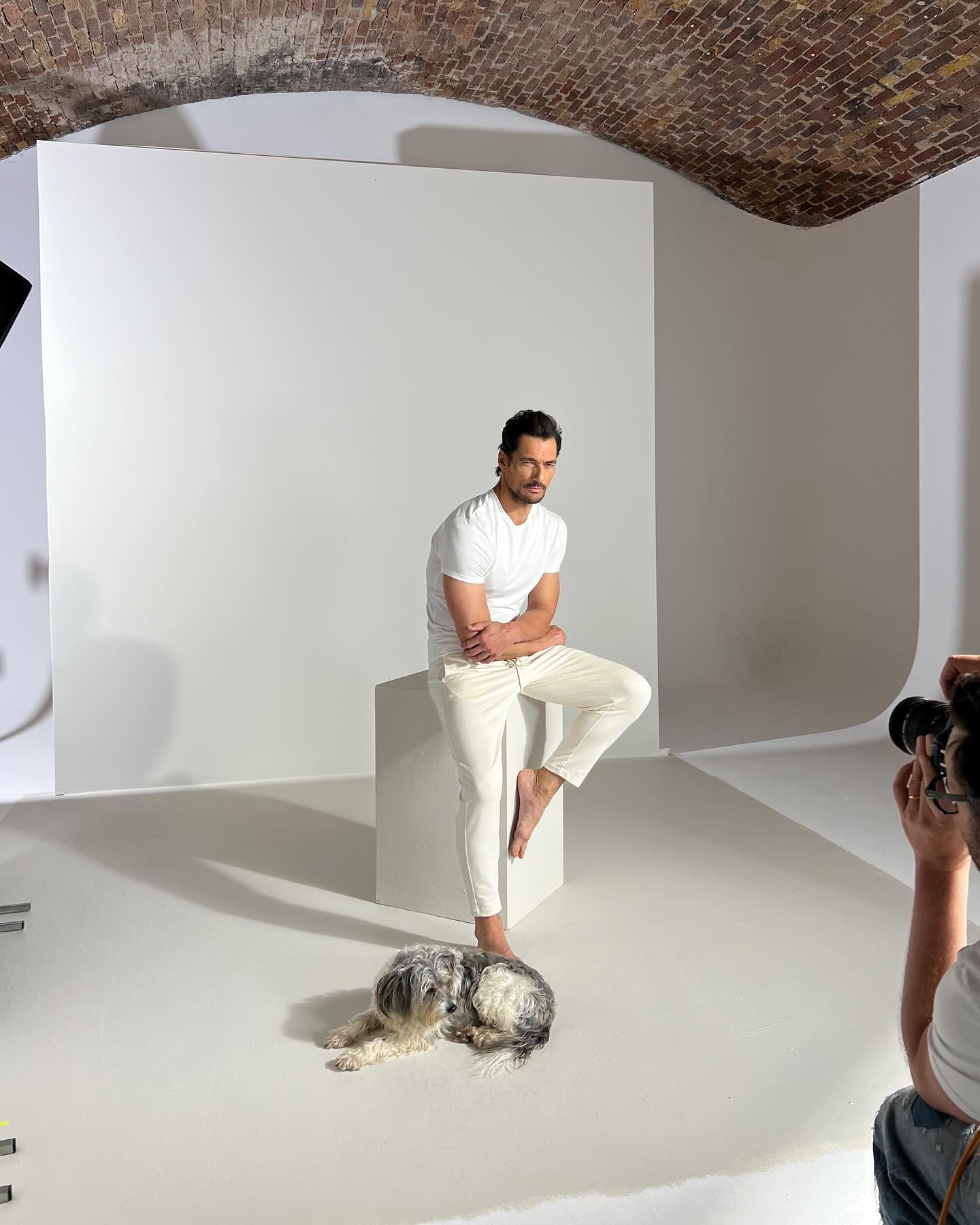 Shooting our @davidgandywellwear high summer collection in the studio last week. Grateful to work with such a lovely bunch of people, and Dora 🐶 

Photographer: @mattheweades 
Stylist: @r_pierce_ 
MUA &amp; hair: @rachelsingerclark 
Digi tech: @tomg