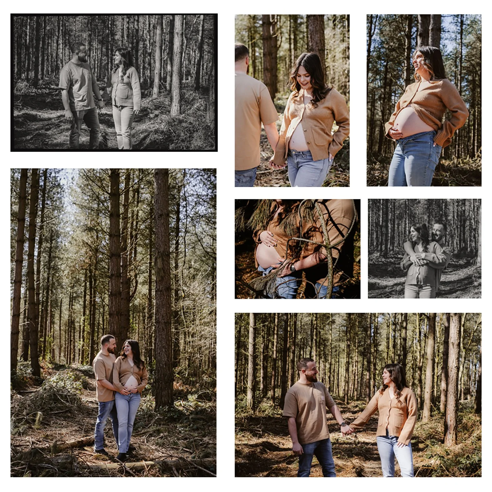 Black and white photo of a pregnant woman with light hair, sitting and looking at the camera, wearing a bra and an open shirt. photography in nottingham.
nottingham maternity photographer
