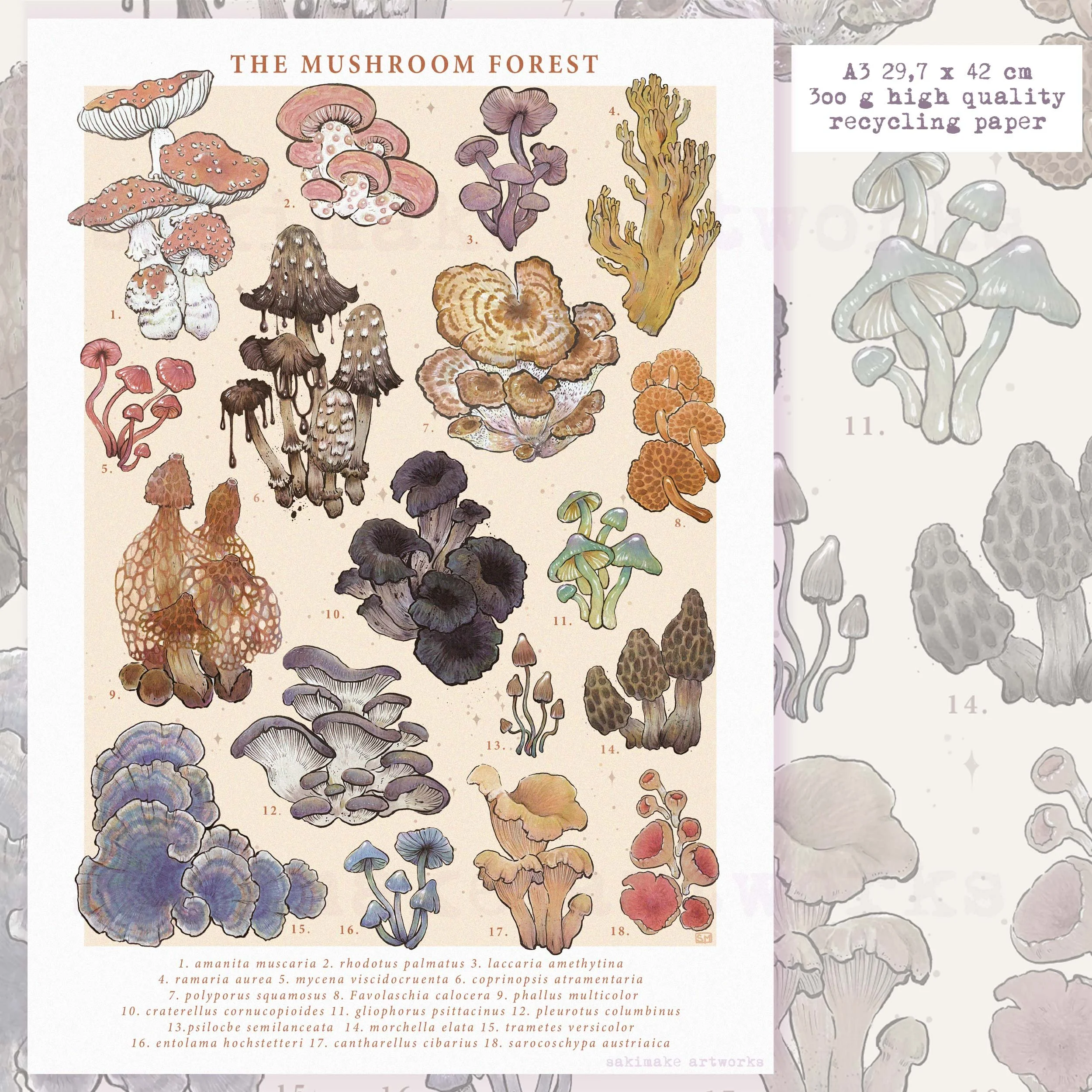 Mushroom Forest Poster A3