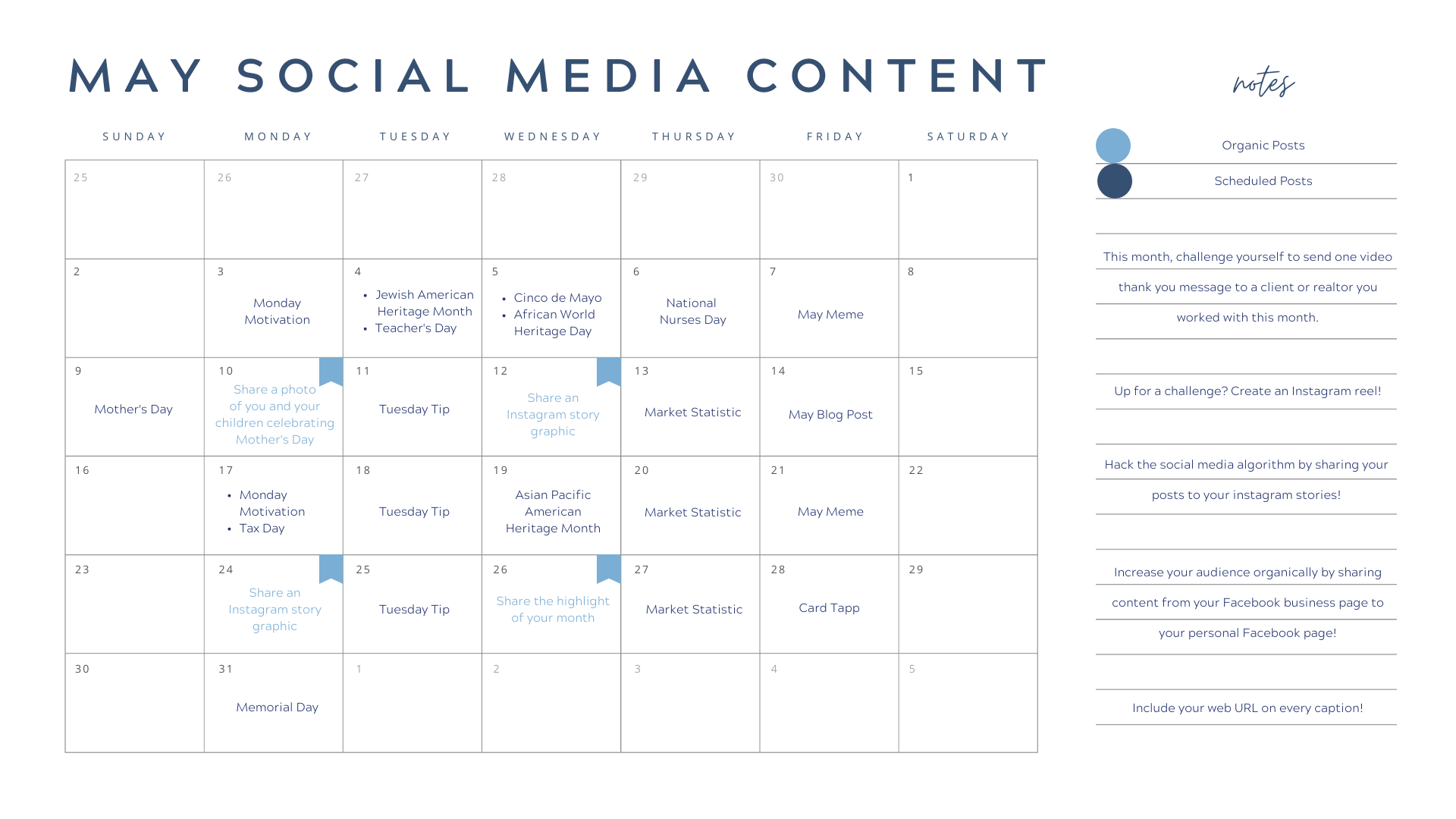 May Social Media Calendar & Newsletter — FB Mortgage Marketing