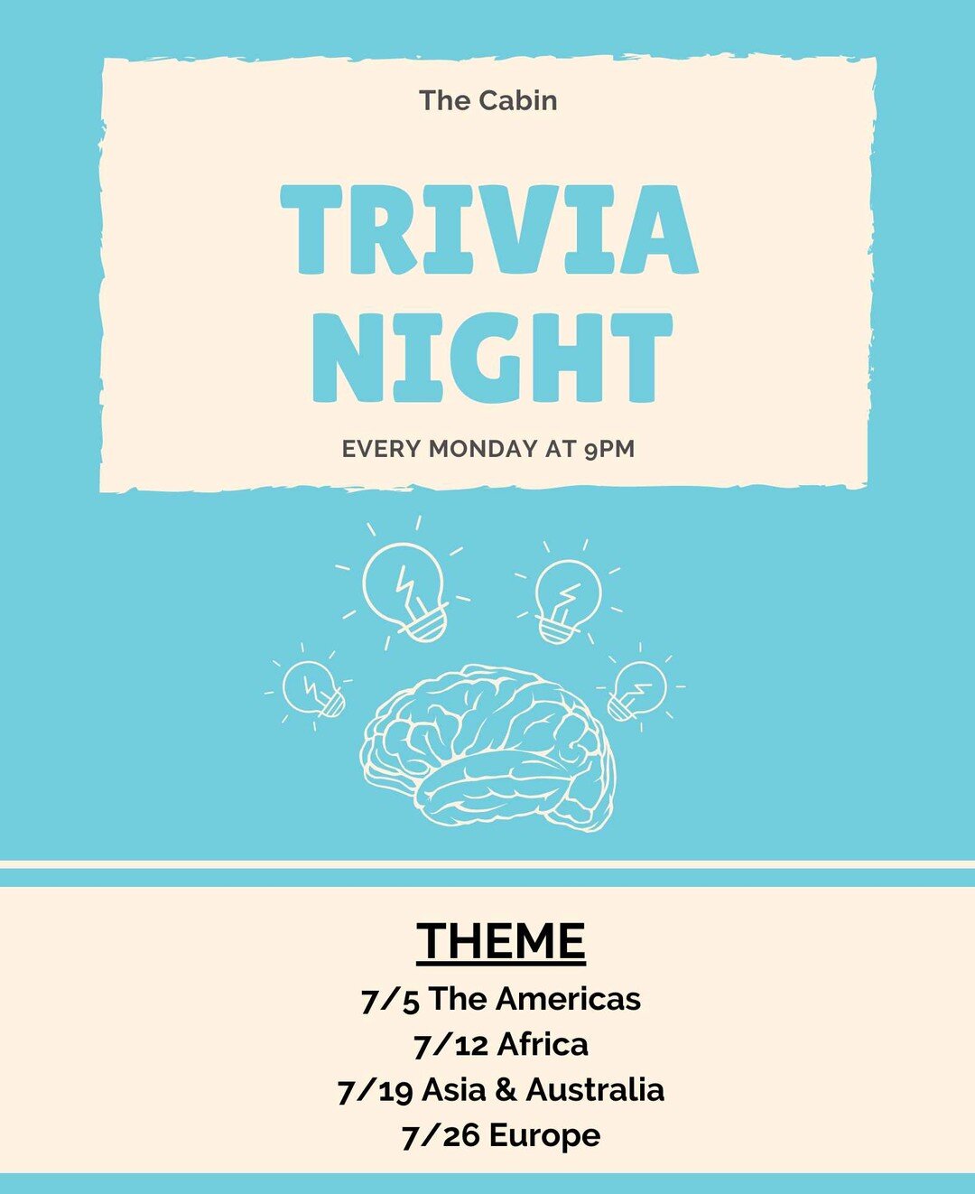 It's Trivia Monday tonight at 9pm! Tonight's theme is Asia &amp; Australia 🌏