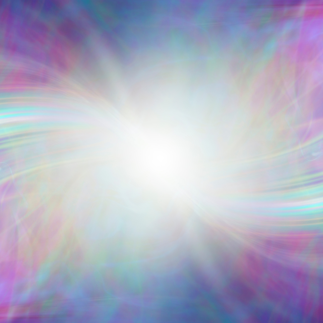 Radiant burst of light on a multi-colored background