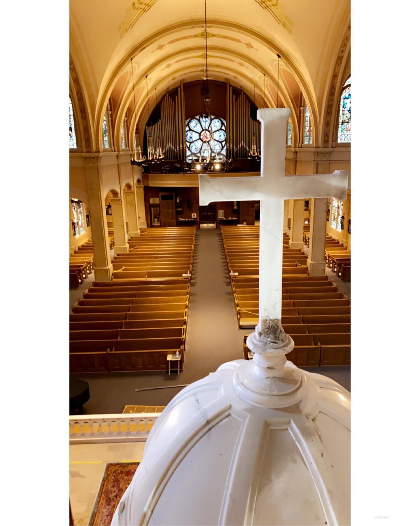 #VIEWS on this beautiful Thursday morning! #StainedGlass #Restoration #StMarys #JacksonMI