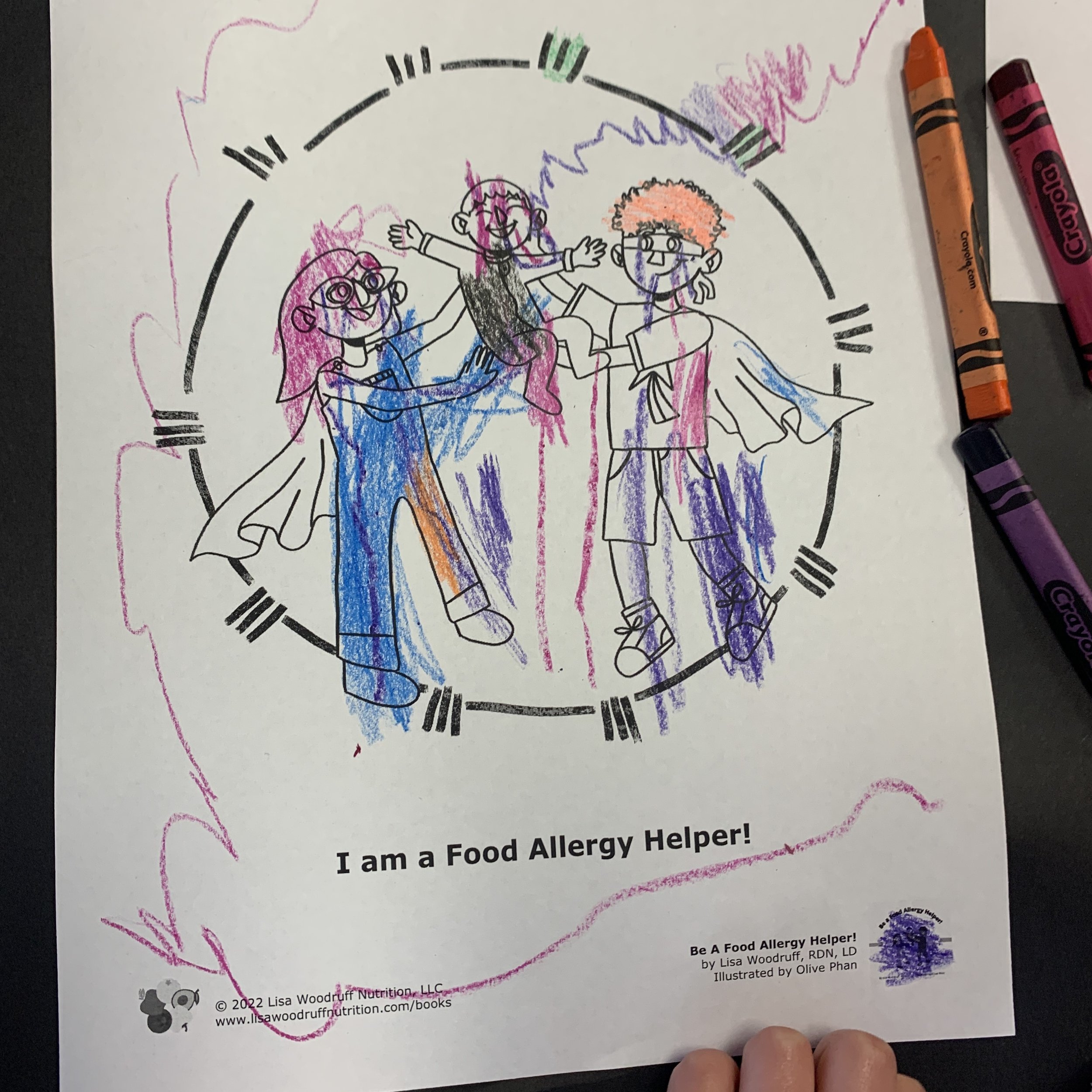 "I am a Food Allergy Helper!" Storytime friends had fun coloring in our Food Allergy Helpers from the book.