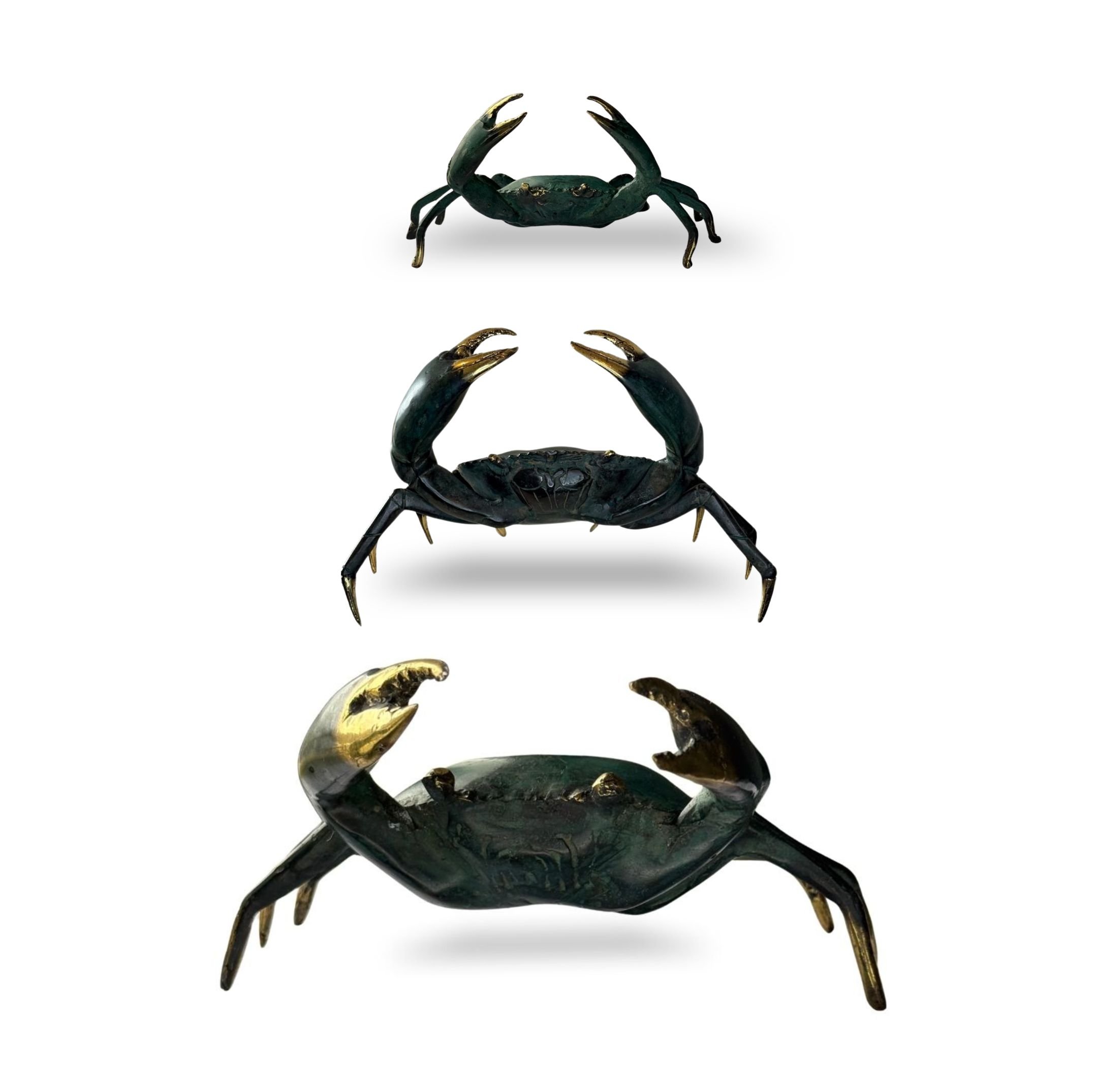 Trio of Bronze & Gold Cornish Crabs