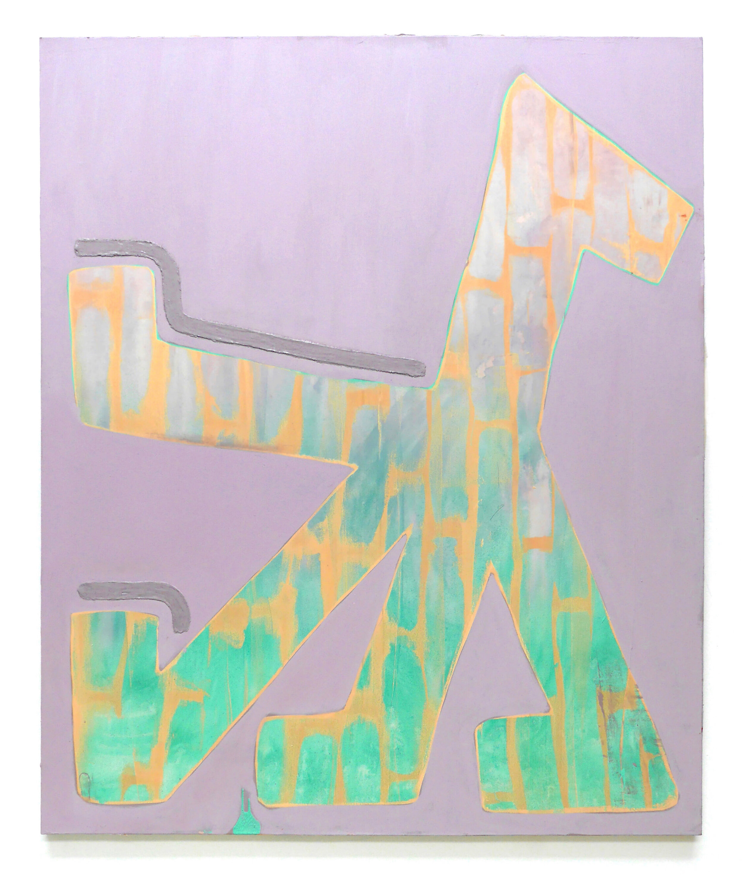 Spud , 2018, acrylic, emulsion, spray paint, sand and PVA glue on canvas, 183x153cm