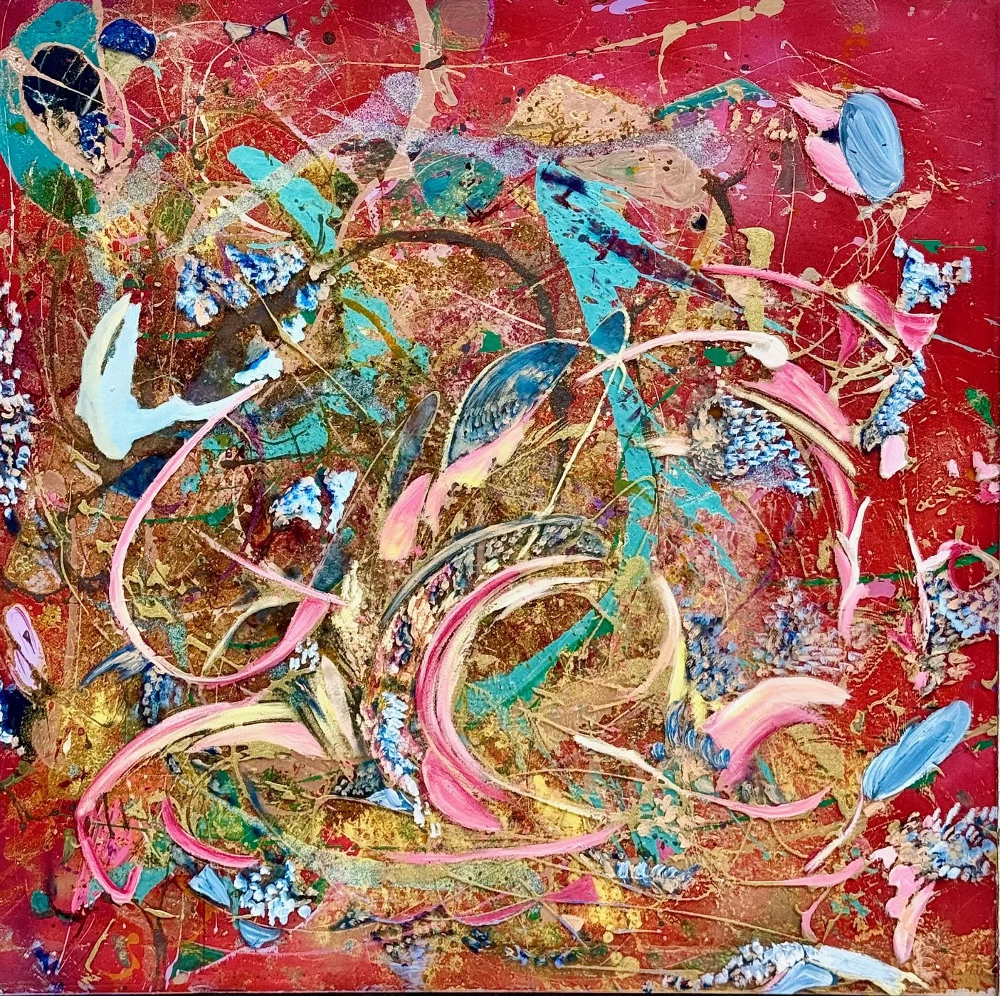 Harmonic Garden 36x36'' Mixed Media on Acrylic Panel $4,300