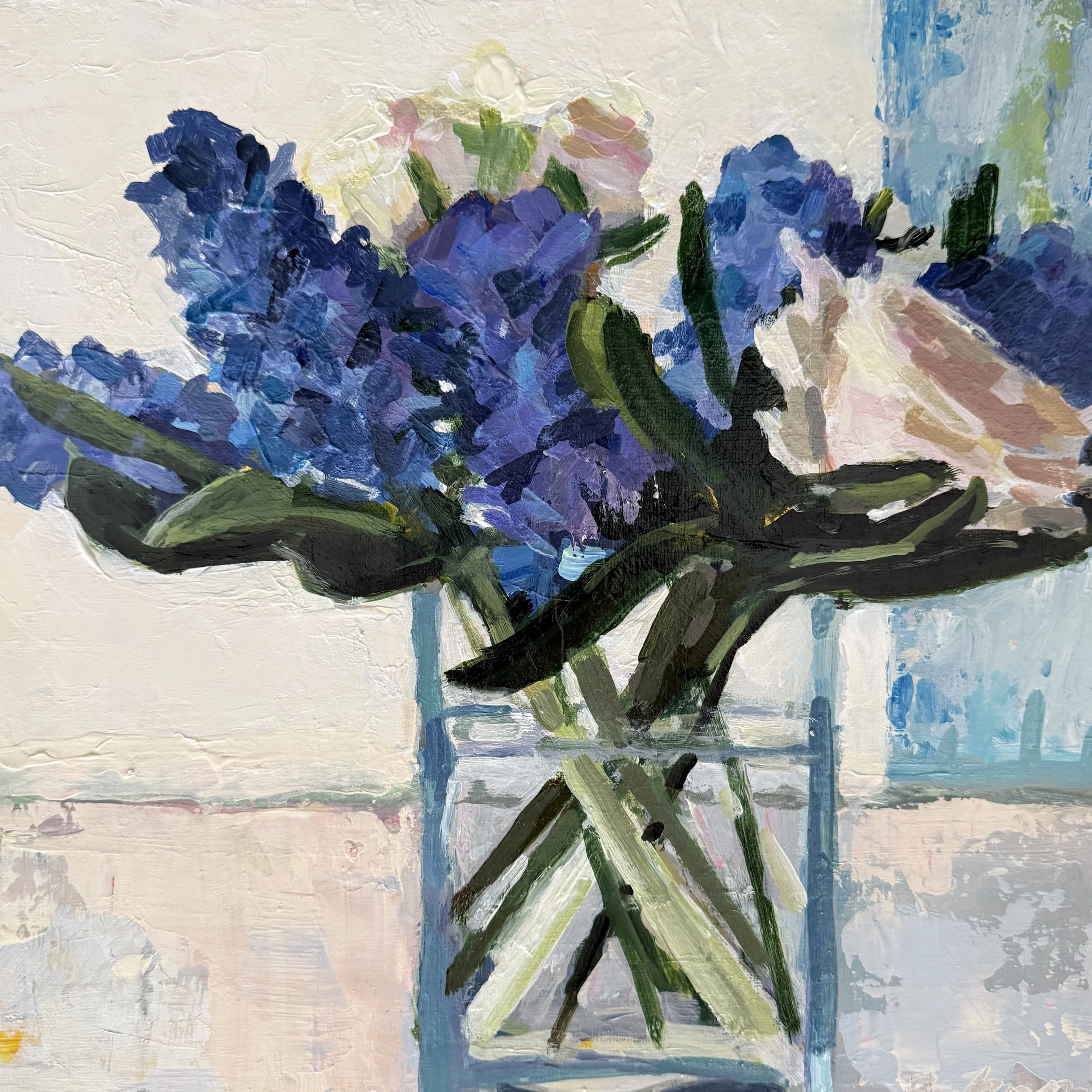 Hyacinth in Bloom 12x12'' Acrylic on Canvas $1,250