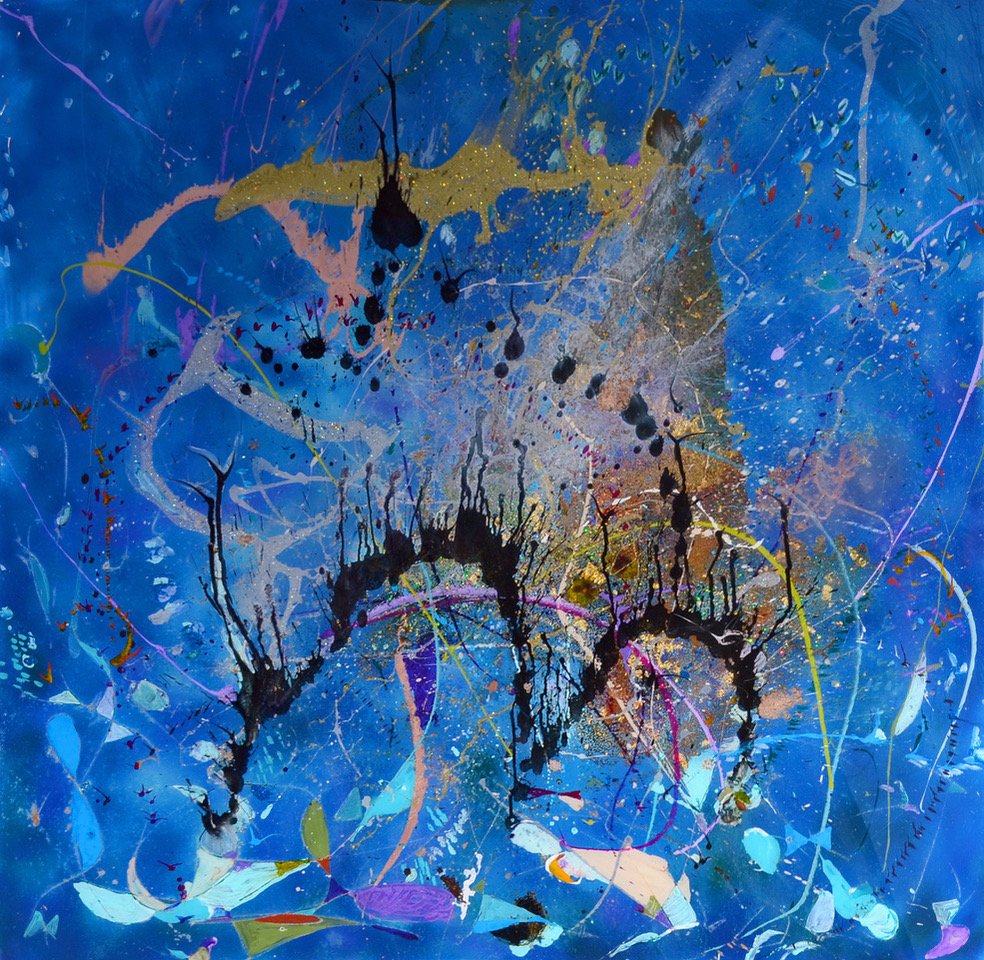 Royal Blues 60"x60" Mixed Media on Acrylic Panel $12,000-SOLD