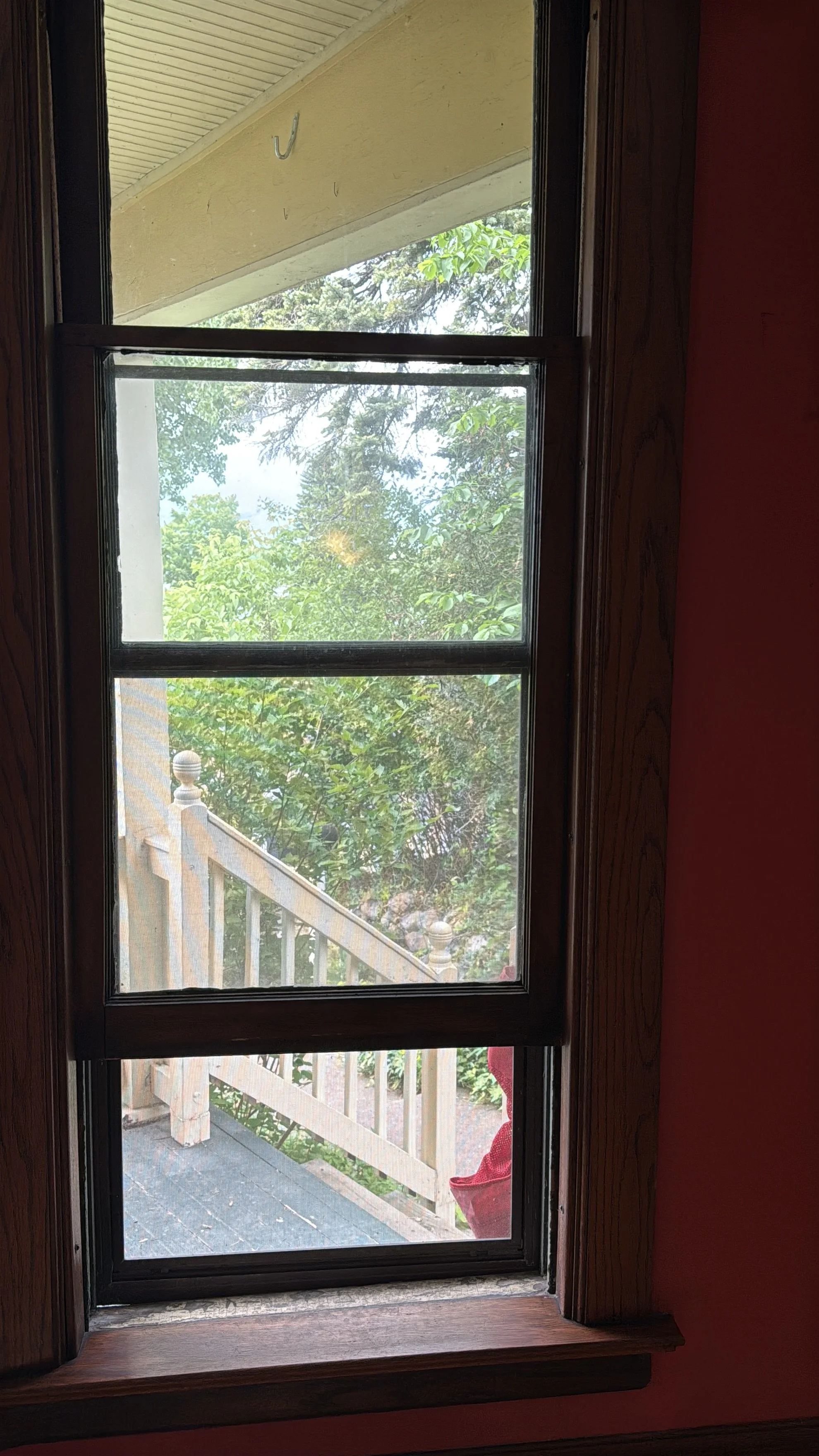 c. 1910 double-hung window. Operational & Mechanical Service (re-rope). - Sault Ste. Marie, Michigan