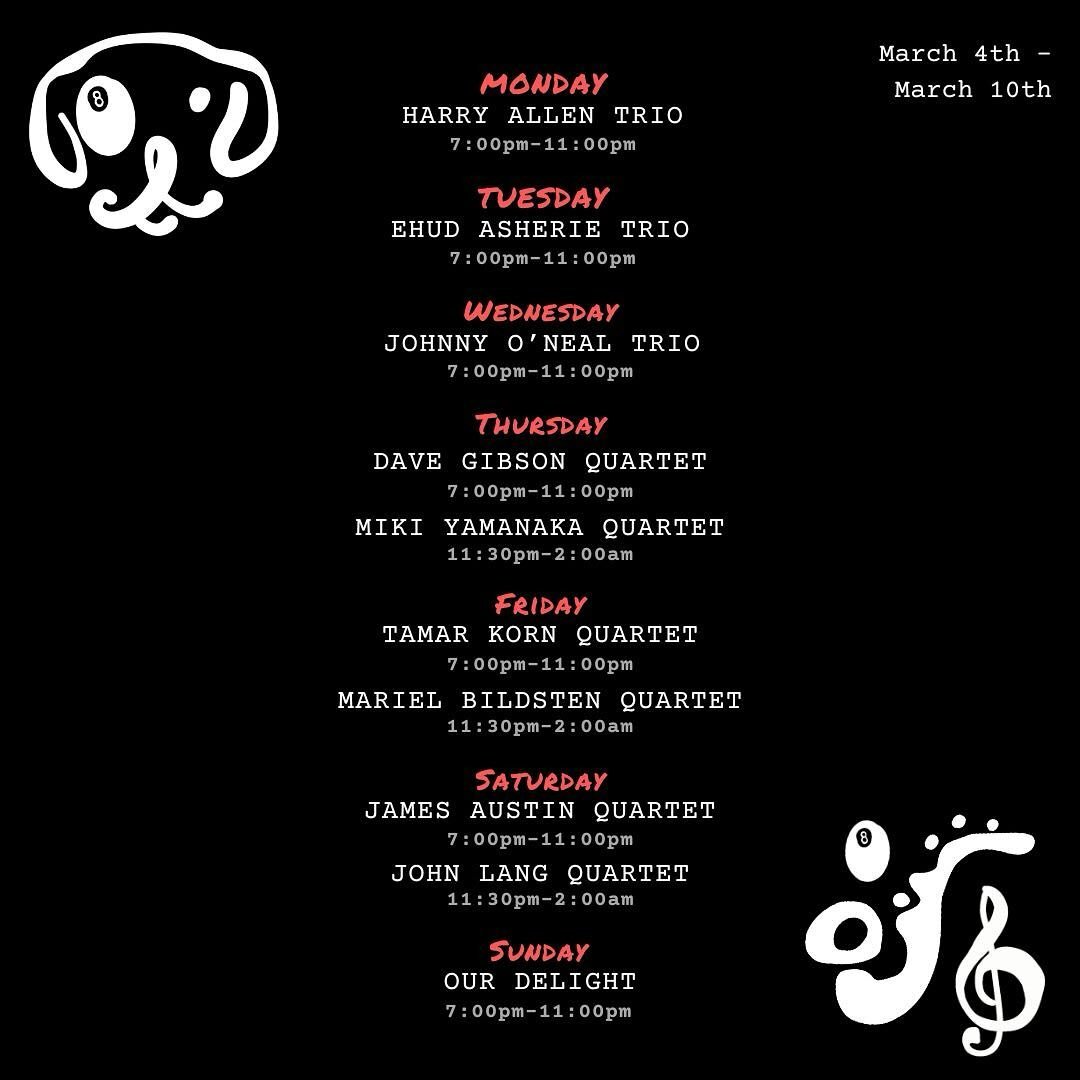 JAZZ SCHEDULE 🎸🎶 We&rsquo;re starting March off STRONG with some incredible sets this week. Don&rsquo;t miss it 🐶