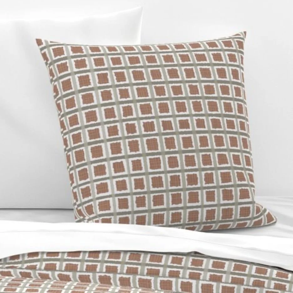 Euro Sham Grid Mocha Mousse