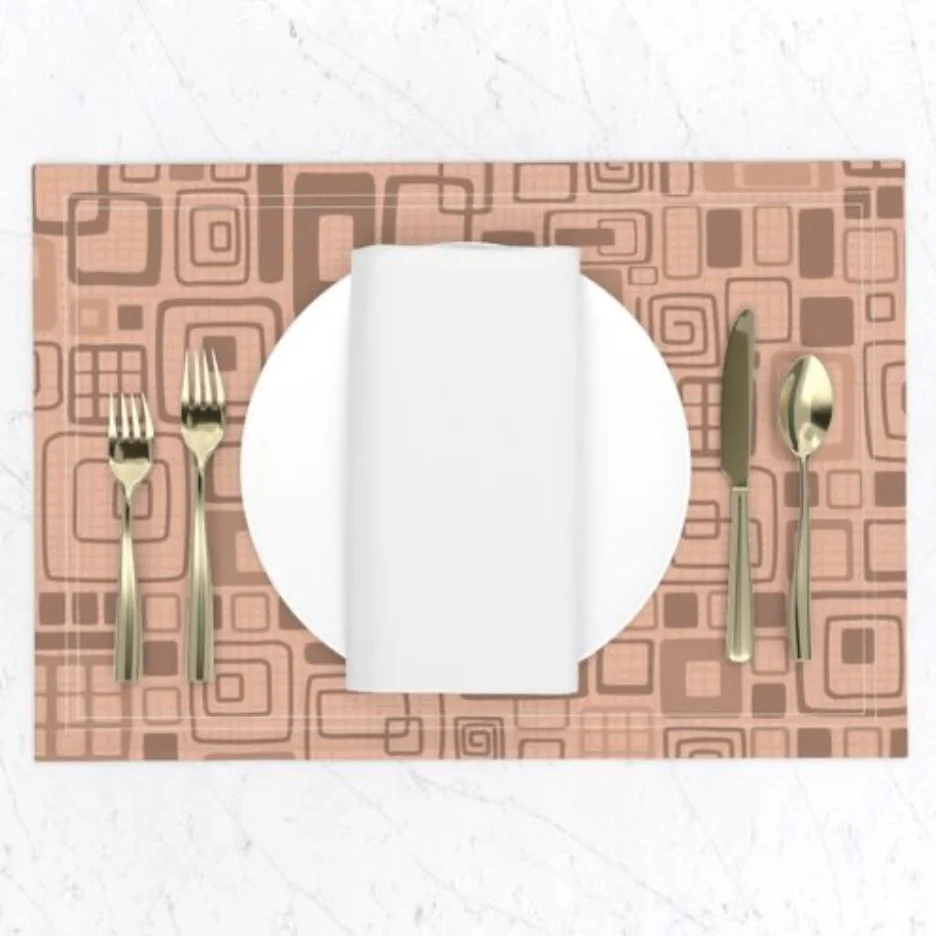 Placemat Hipster Squares Mocha Mousse