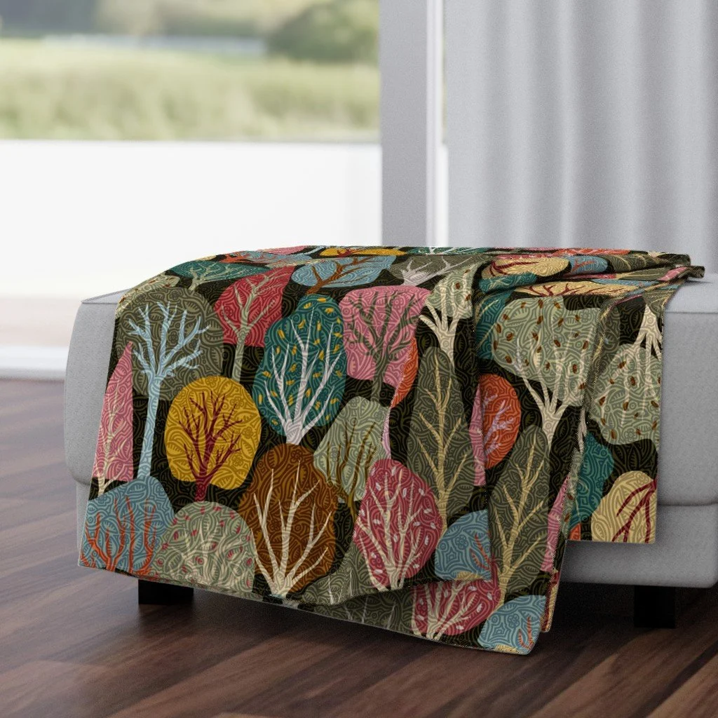 Curlwood Storybook Forest Throw Blanket