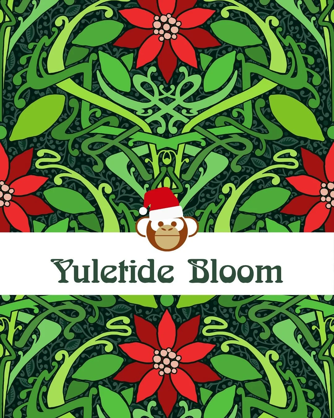 I so enjoyed playing with an Art Nouveau-inspired design, for Yuletide Bloom, my submission to the latest @spoonflower design challenge, Retro Nouveau. Lush poinsettias and ornate holiday foliage inspire vintage charm&mdash;perfect for festive fabric