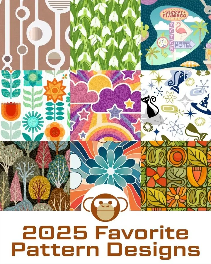 Happy New Year! 🎉 My Favorite Pattern Designs of 2025🎨

I had such a fabulous time designing and creating collections in 2025. A few of these patterns made it into the TOP100 @spoonflower design challenge rankings! 

I launched my first ever Etsy s
