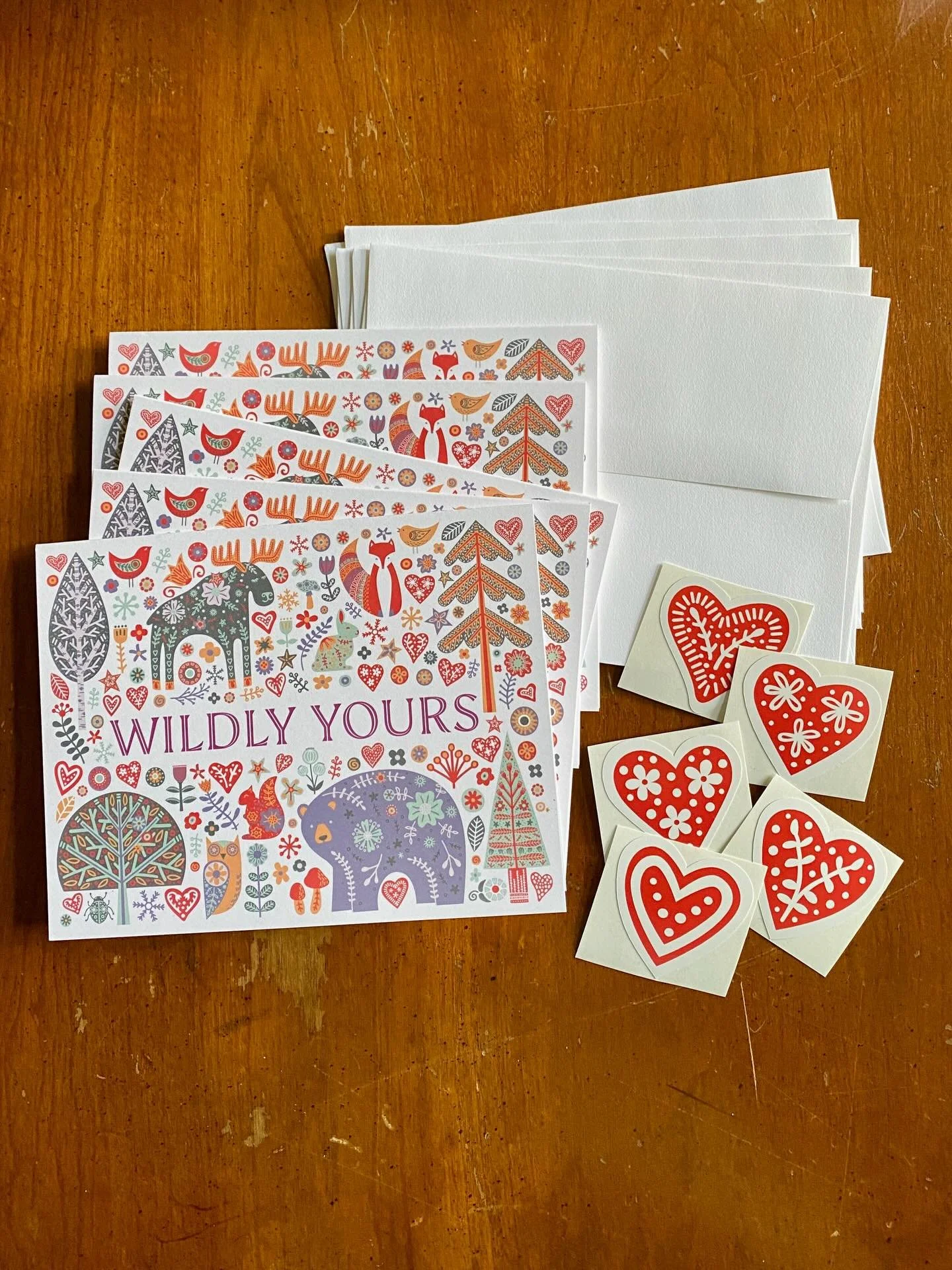 These Boreal Forest friendship cards were designed as a small celebration of connection &mdash; not just for Valentine&rsquo;s Day, but for all the quiet ways we show up for each other.

A set of five folded cards, blank inside, featuring motifs from