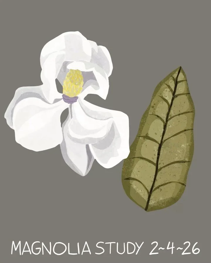 Starting to play with some ideas for a new pattern called Magpies &amp; Magnolias 🌸 I&rsquo;m exploring brushy textures and soft shapes. Working in the @pantone Light &amp; Shadow palette&mdash;featuring Cloud Dancer.

This is a longer peek at my Pr