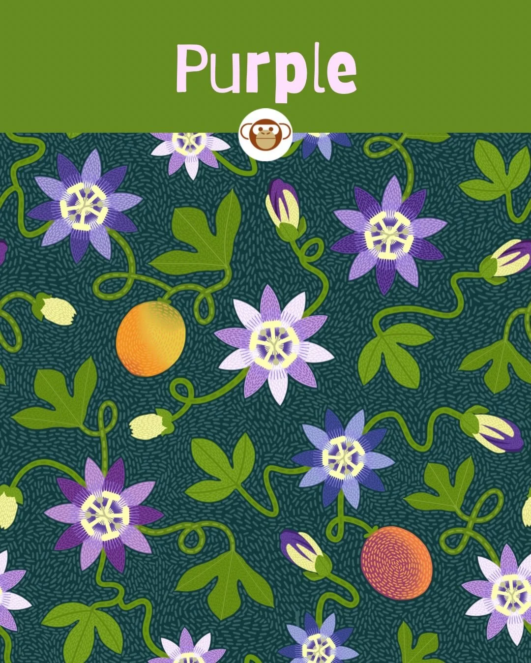 Purple. Passion. Flower. 💜 This cheerful botanical pattern climbed its way onto a collection of sturdy Market Totes&mdash;perfect for farmers markets, bookshops, groceries, and everyday wandering. Two colorways now on Etsy.

#surfacepatterndesign
#b
